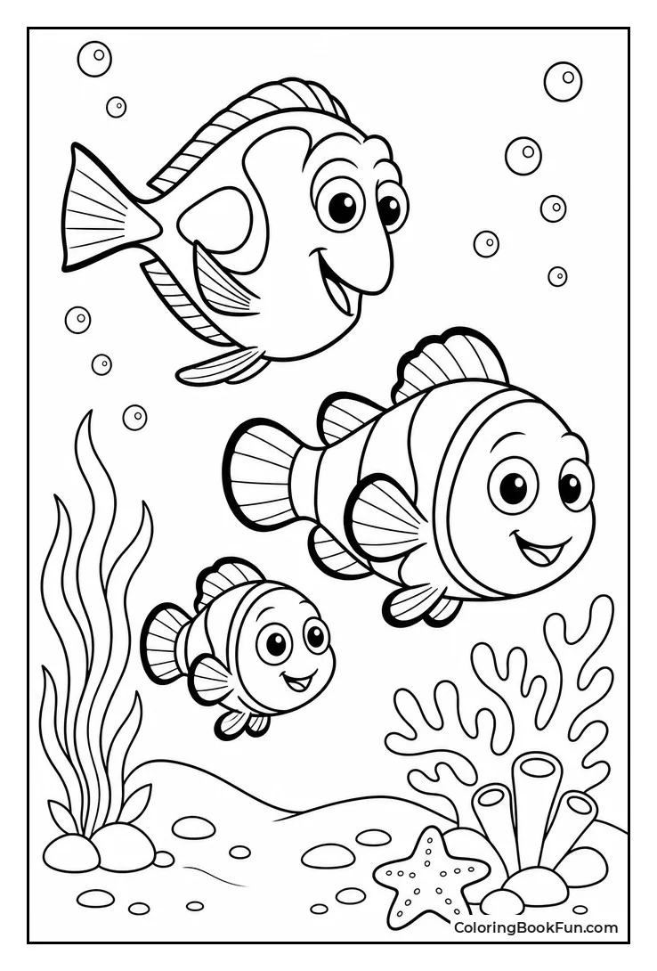 Dory Marlin and Nemo in Ocean
