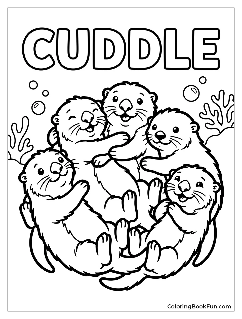 Sea Otters Hugging in Big Pile
