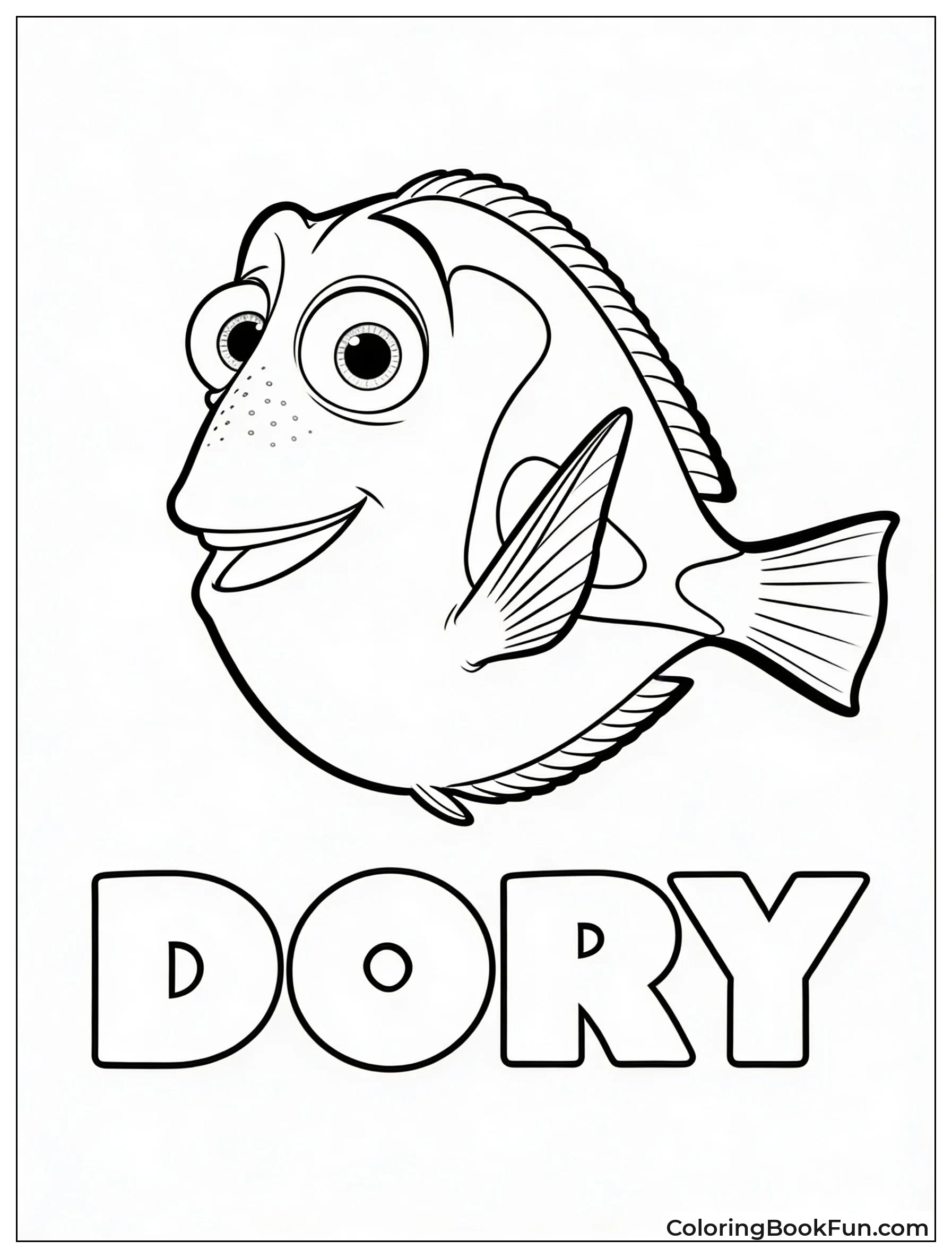 Simple Dory Swimming Outline for Kids