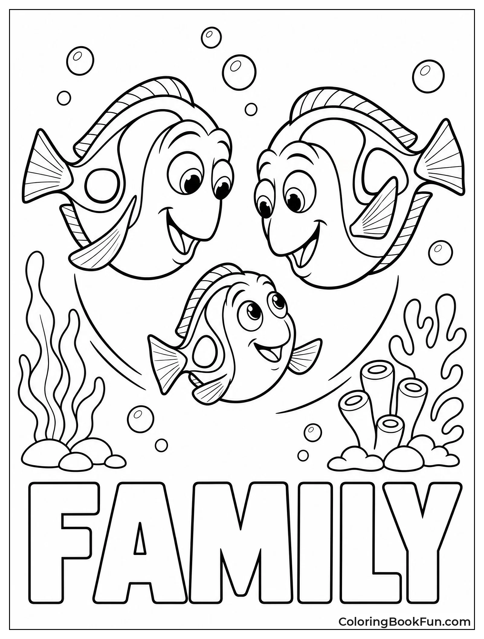 Dory Swimming with Parents in Circle