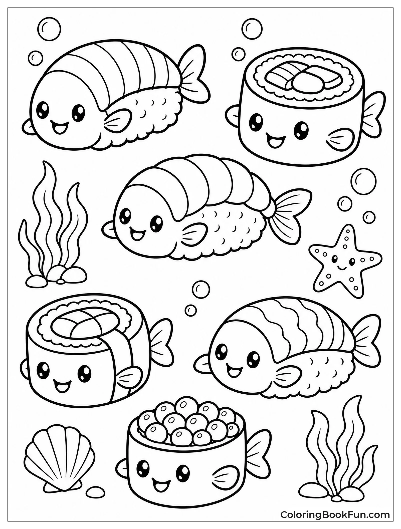 Fish Shaped Sushi Characters