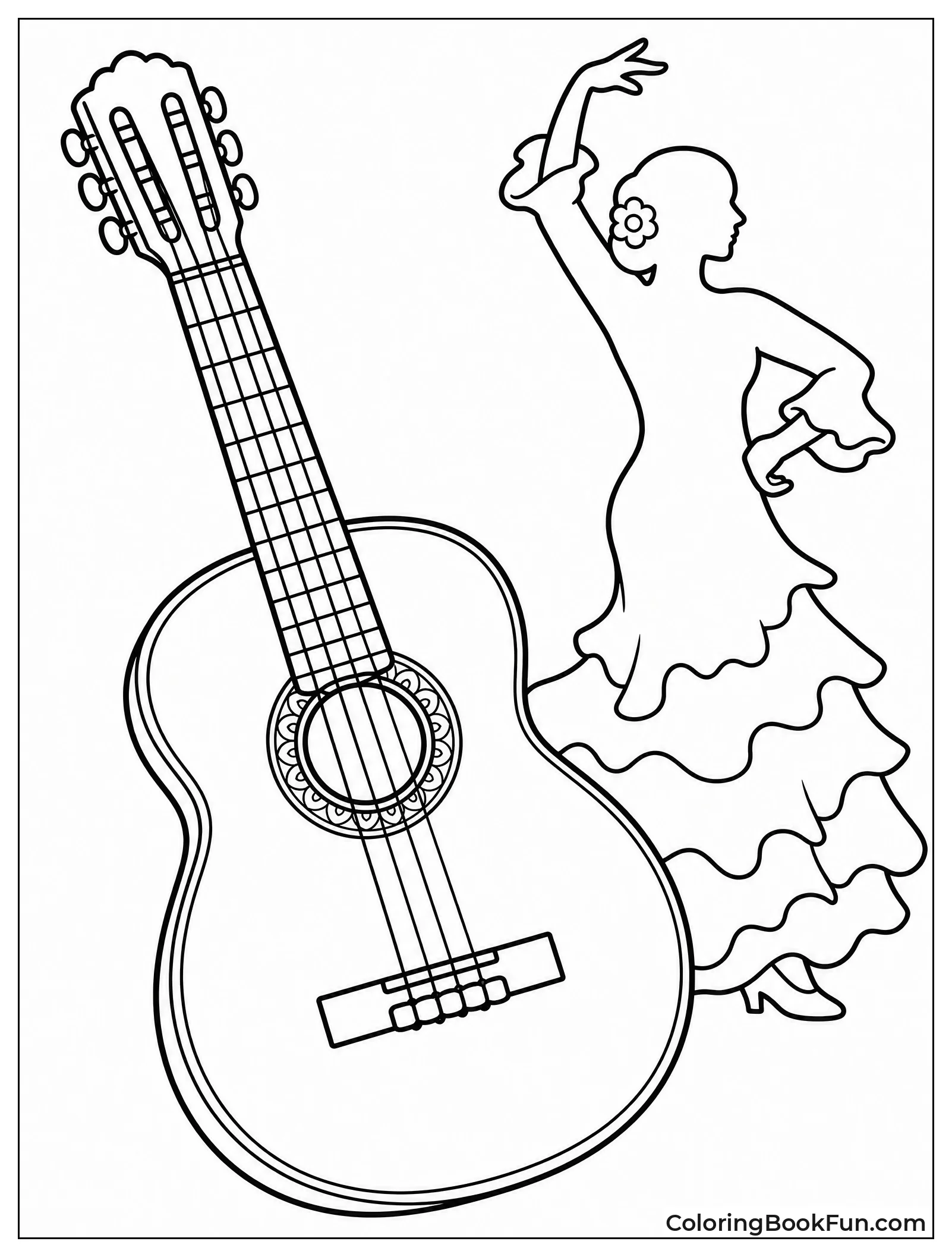 Flamenco Guitar Frames Dancer Silhouette