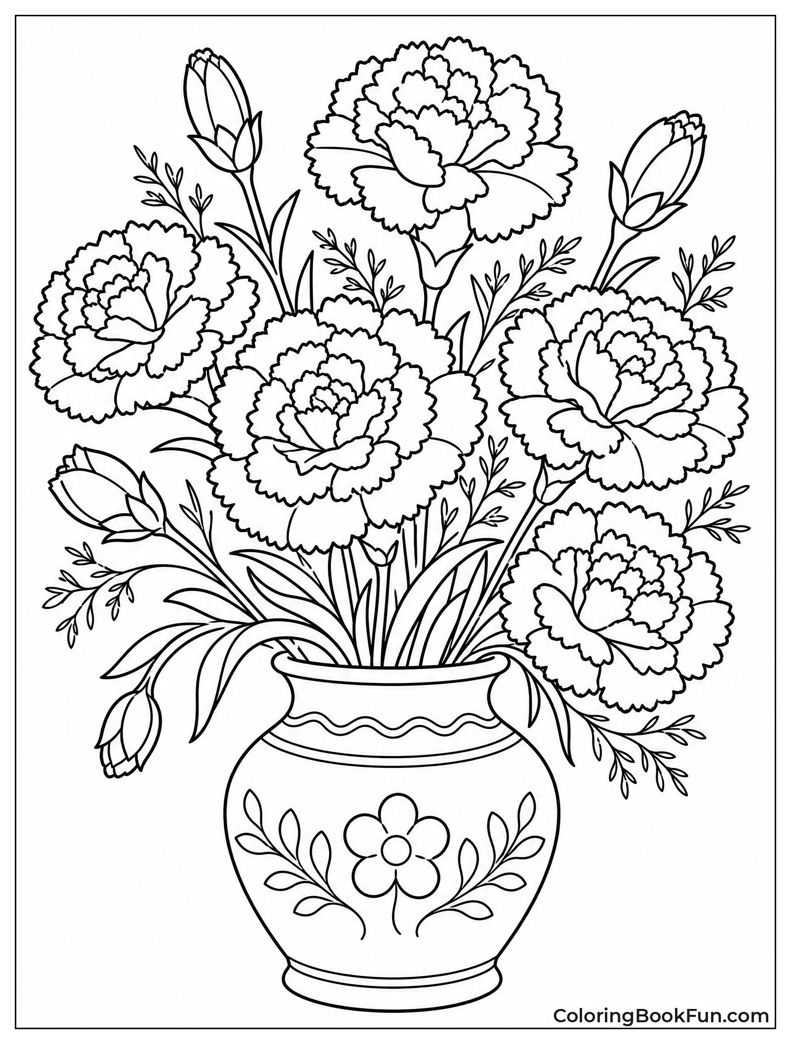 Frilly Carnations in a Vase