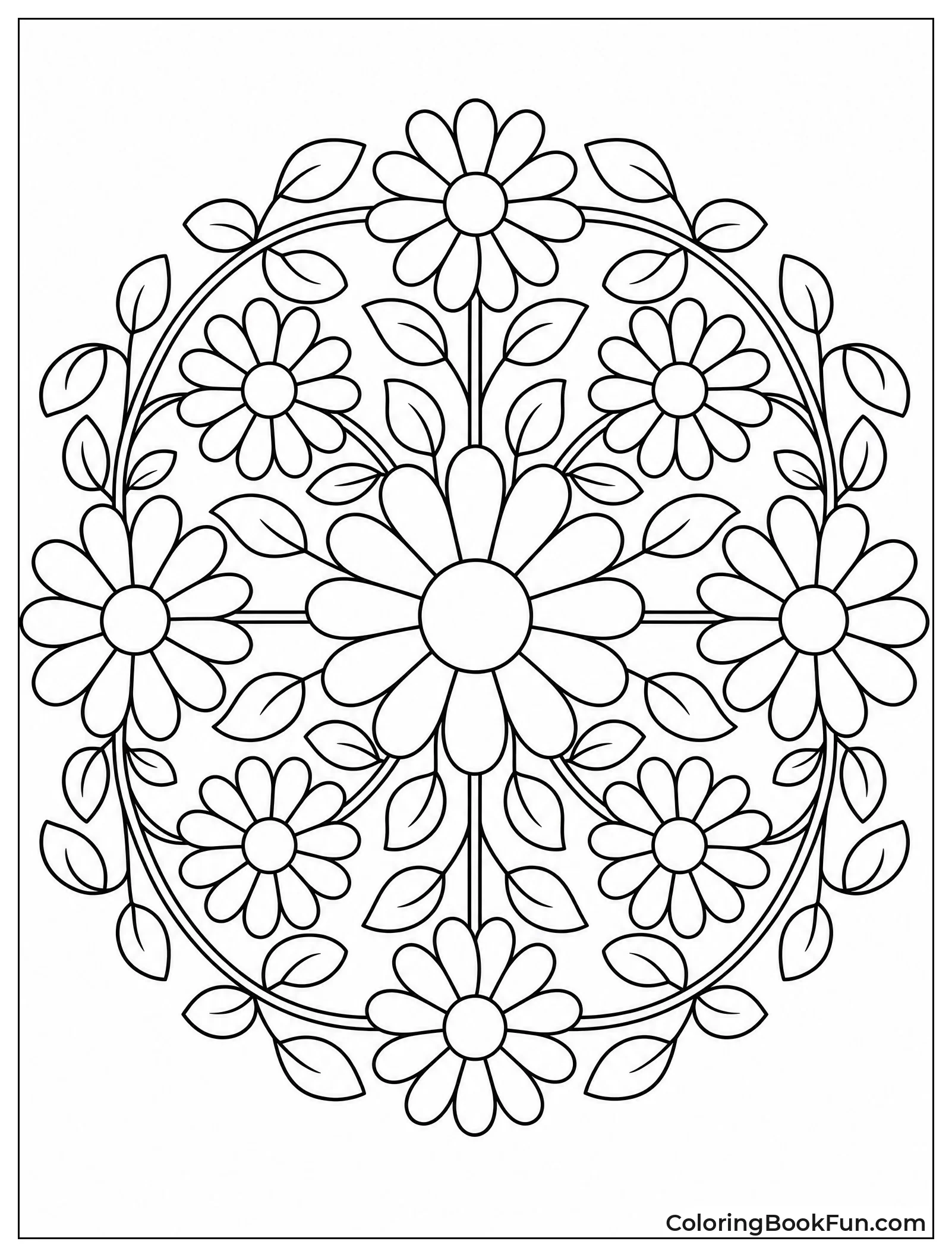 Symmetrical Daisy Mandala Pattern