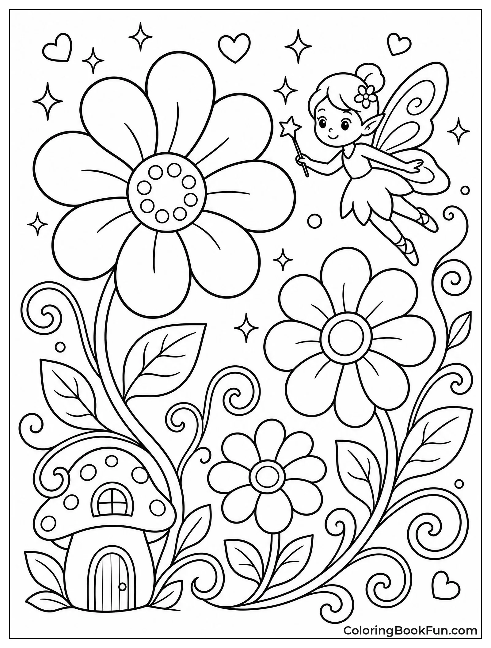 Magical Flowers with Swirling Vines
