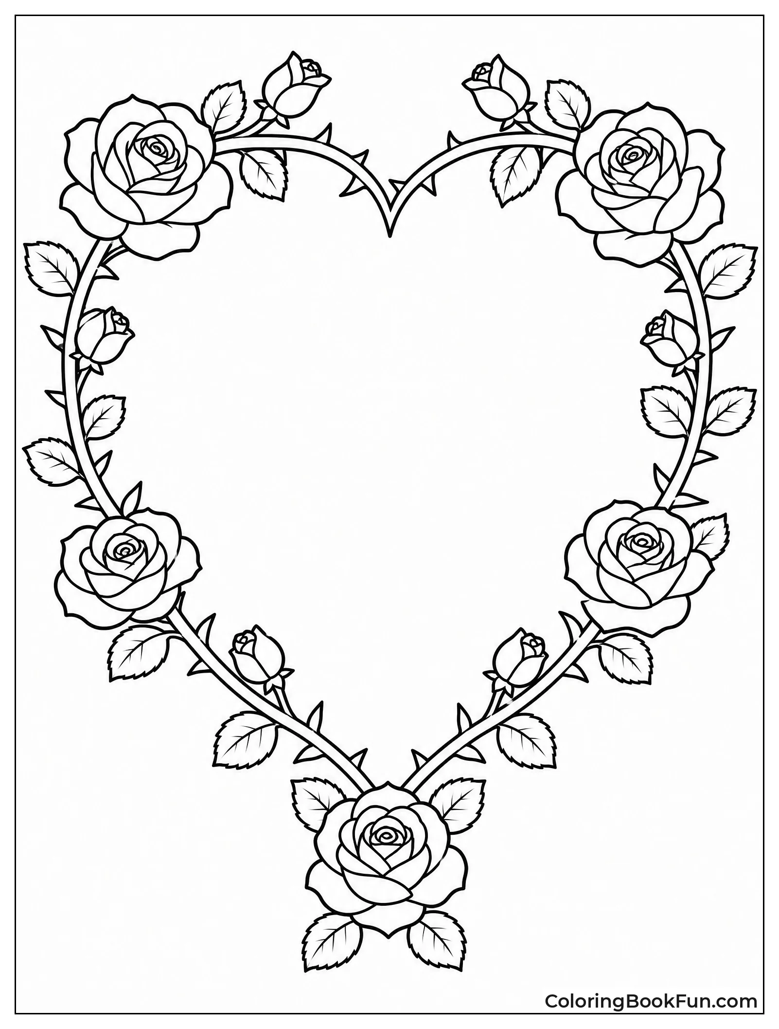 Heart Border Made of Roses