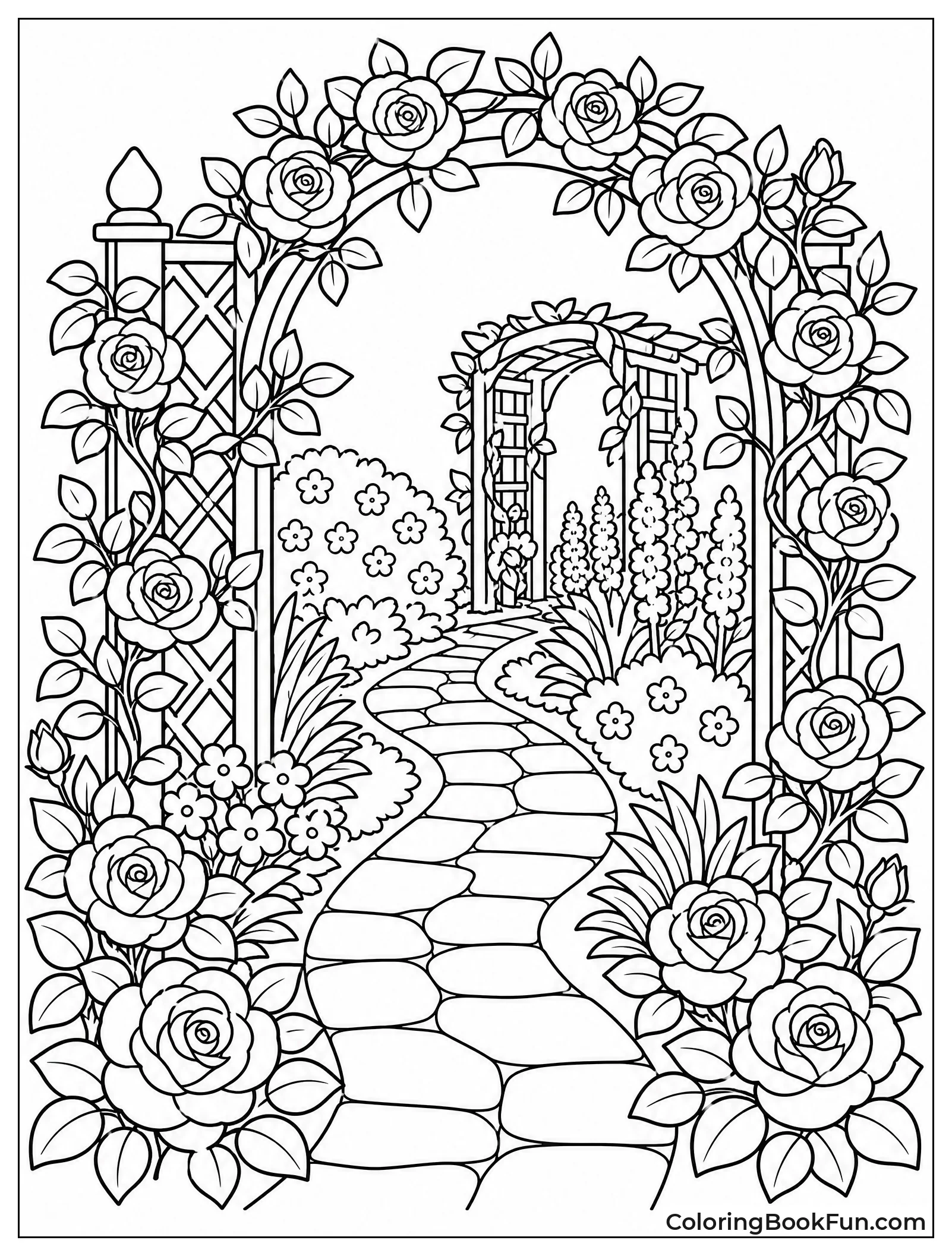 Path Lined with Blooming Roses