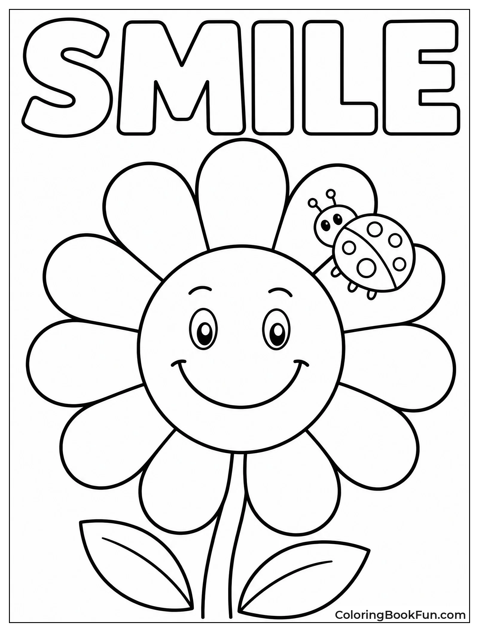 Smiling Daisy with a Ladybug