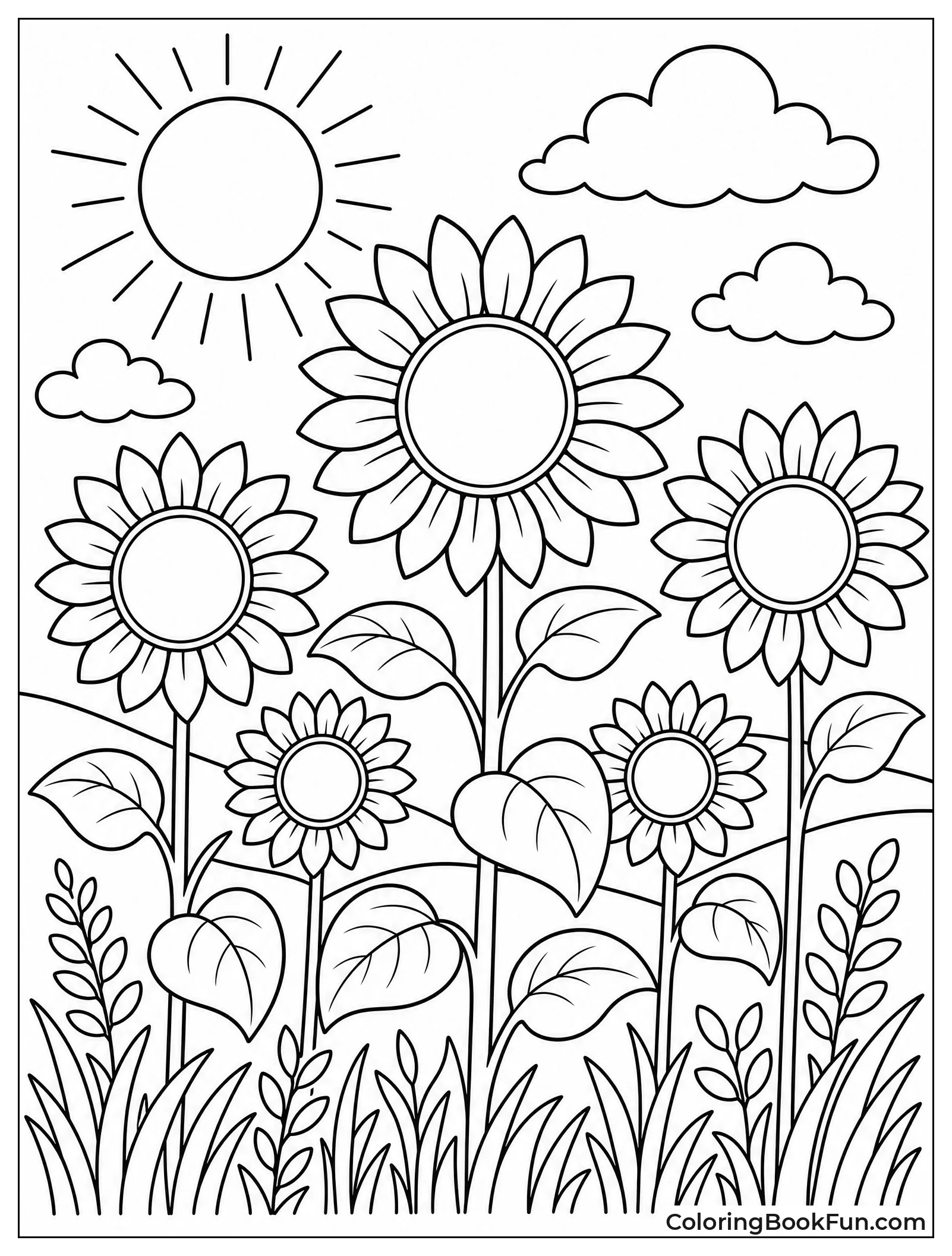 Tall Sunflowers in a Field