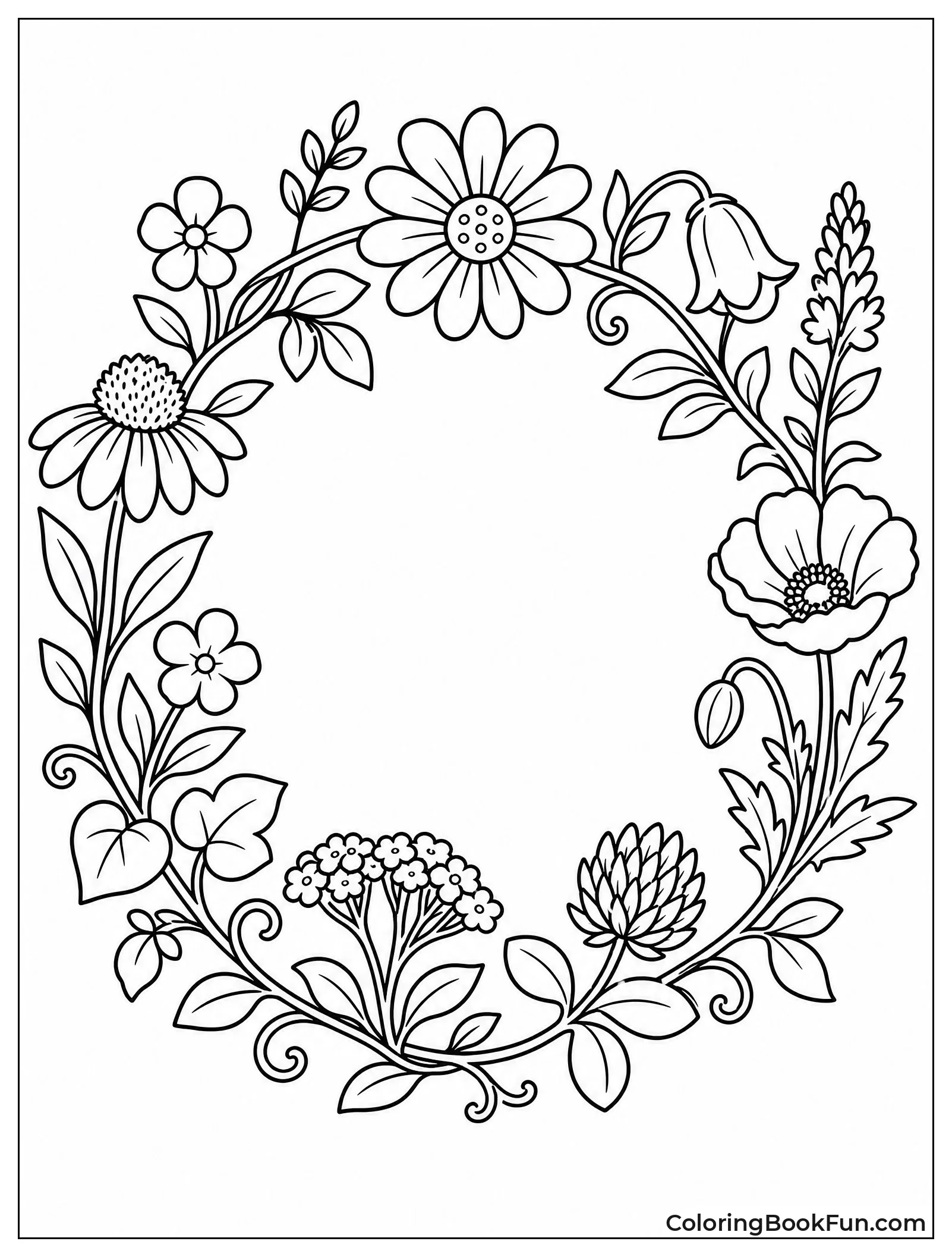 Circular Wreath of Wildflowers