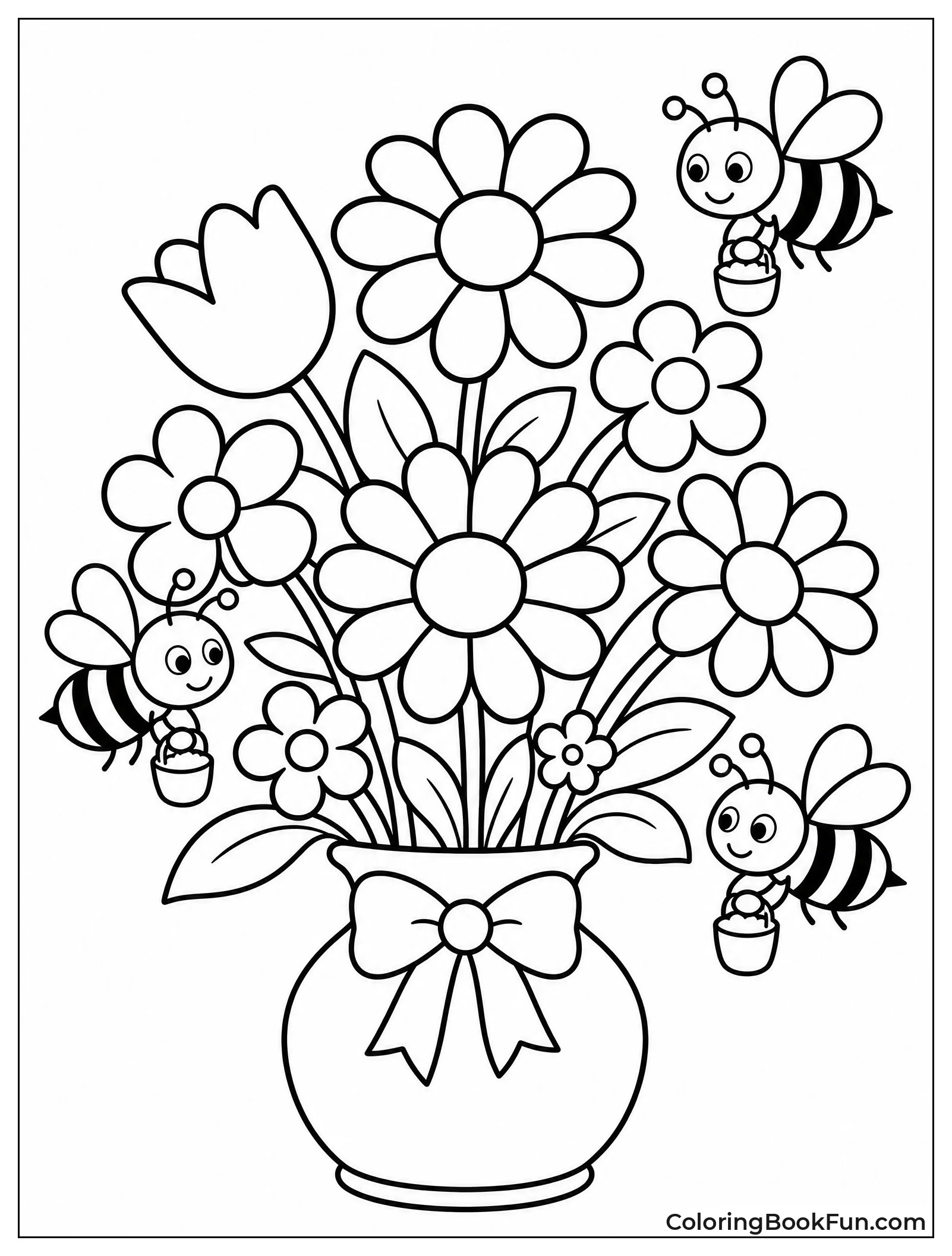 Bees Buzz near Flower Bouquet
