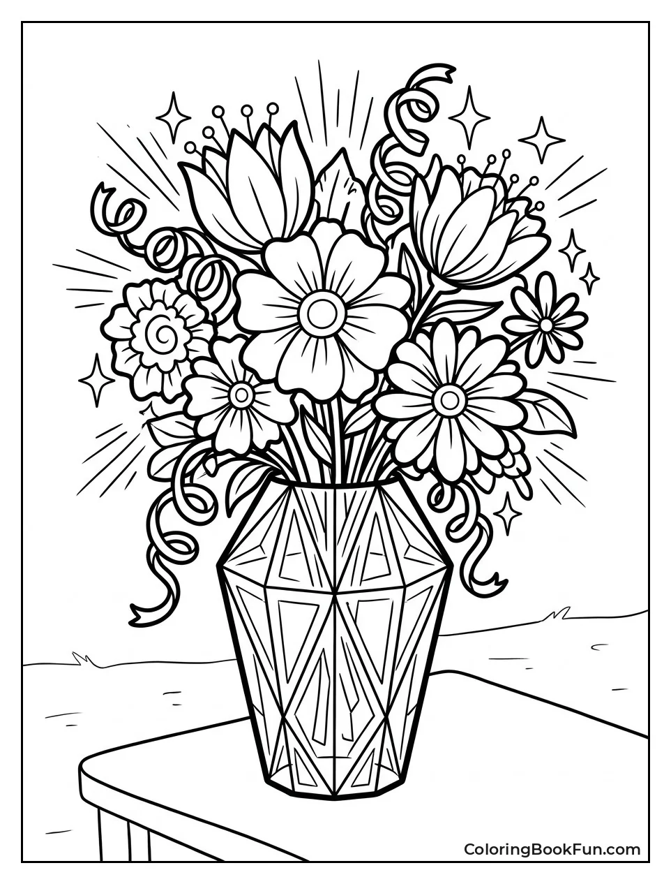 Glowing Flowers Shine in Crystal Vase
