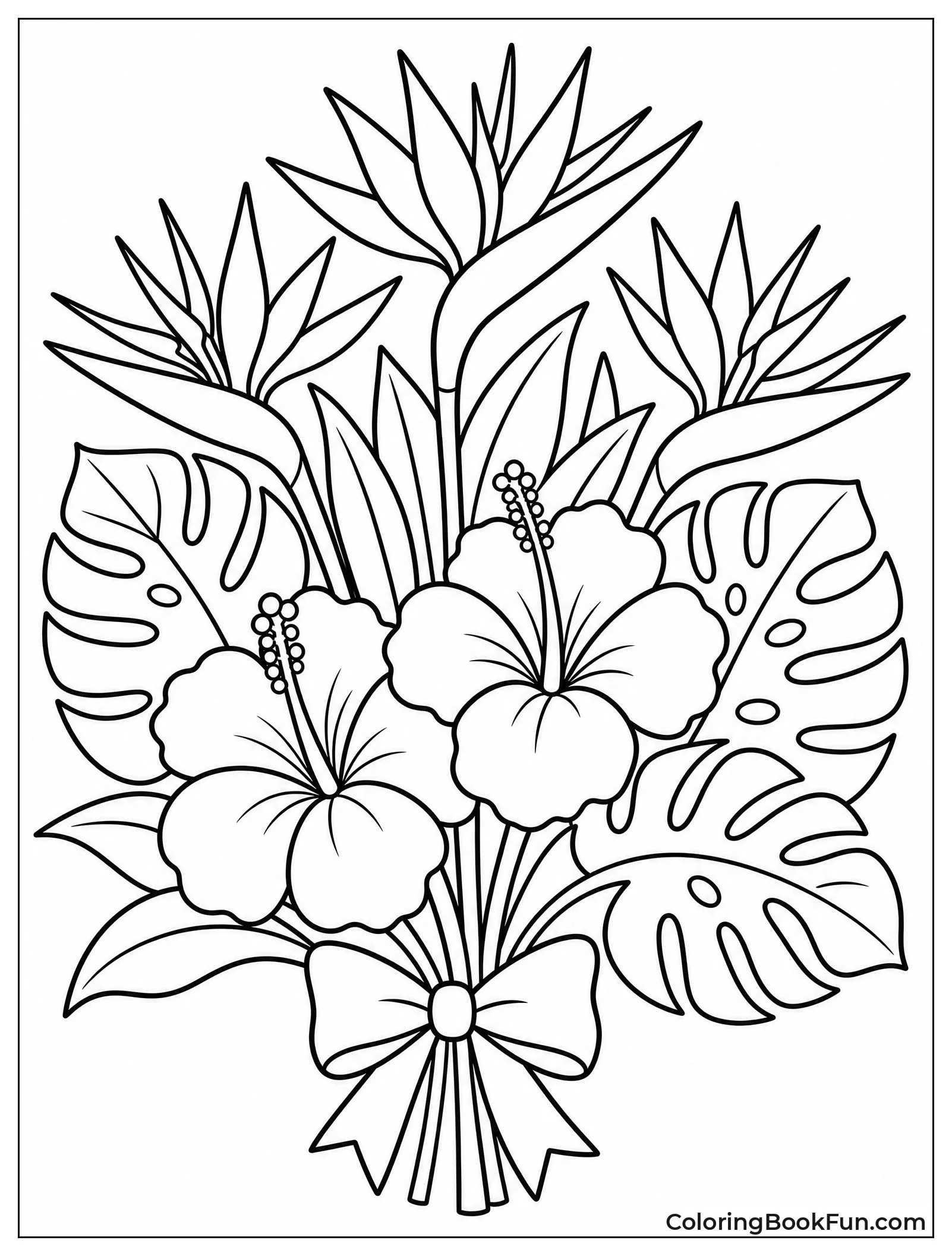 Tropical Flowers with Big Leaves