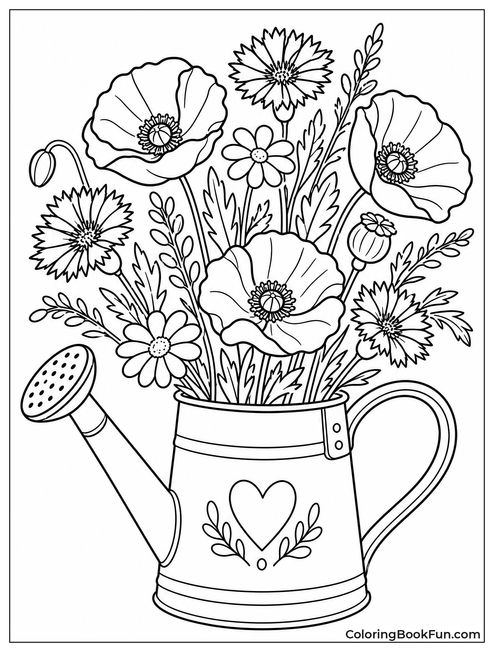 Wildflowers Pour from Watering Can