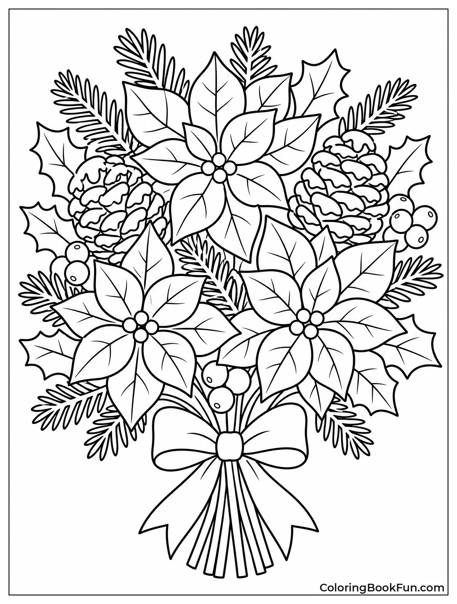 Poinsettias and Pine Cones Shine