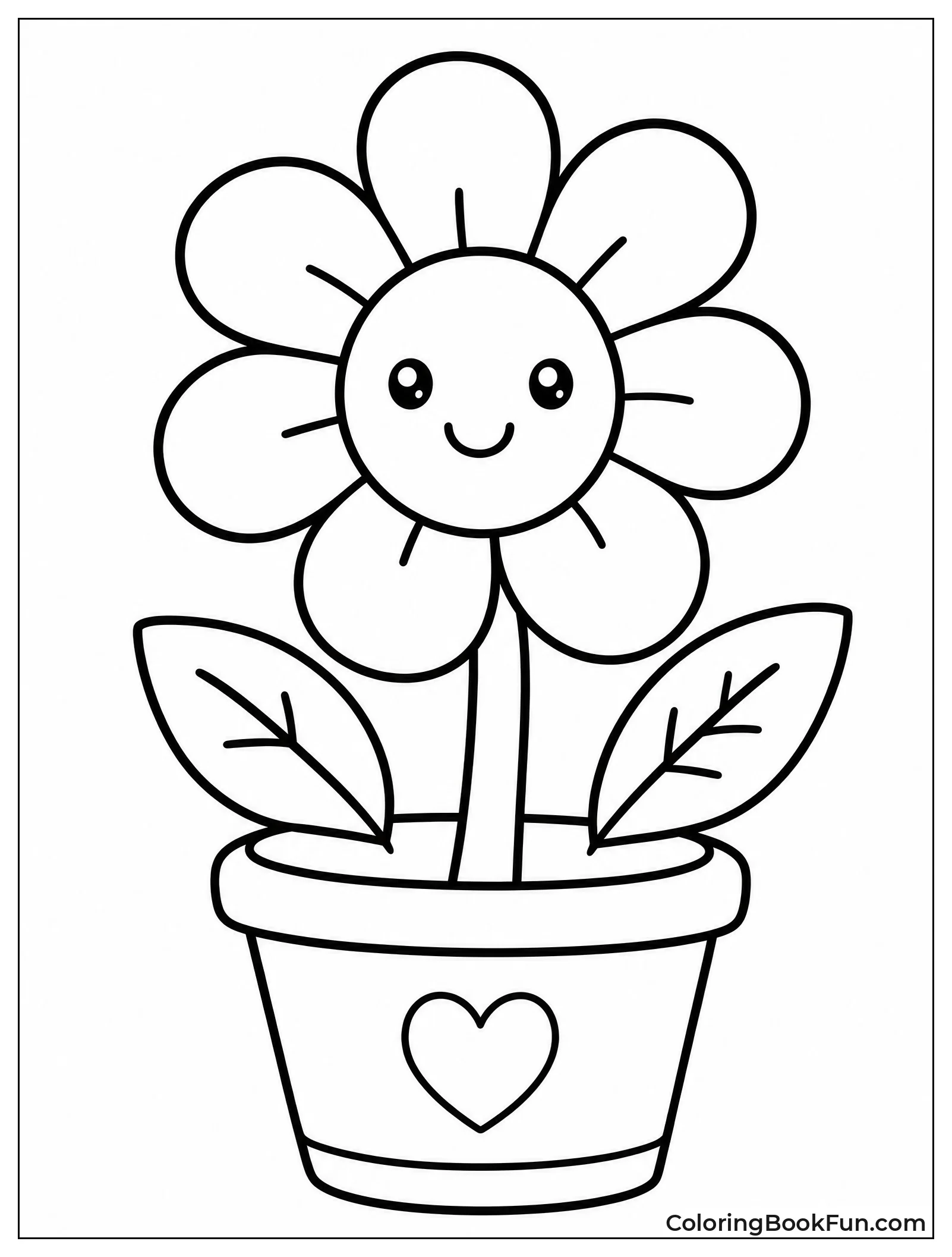 Flower Sits in Cute Pot