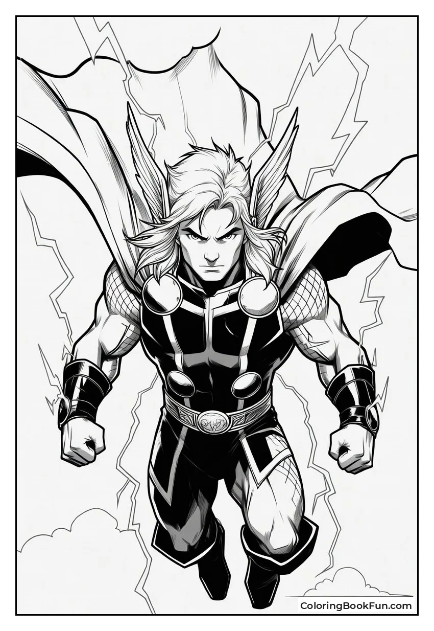 Thor Soaring through Stormy Skies