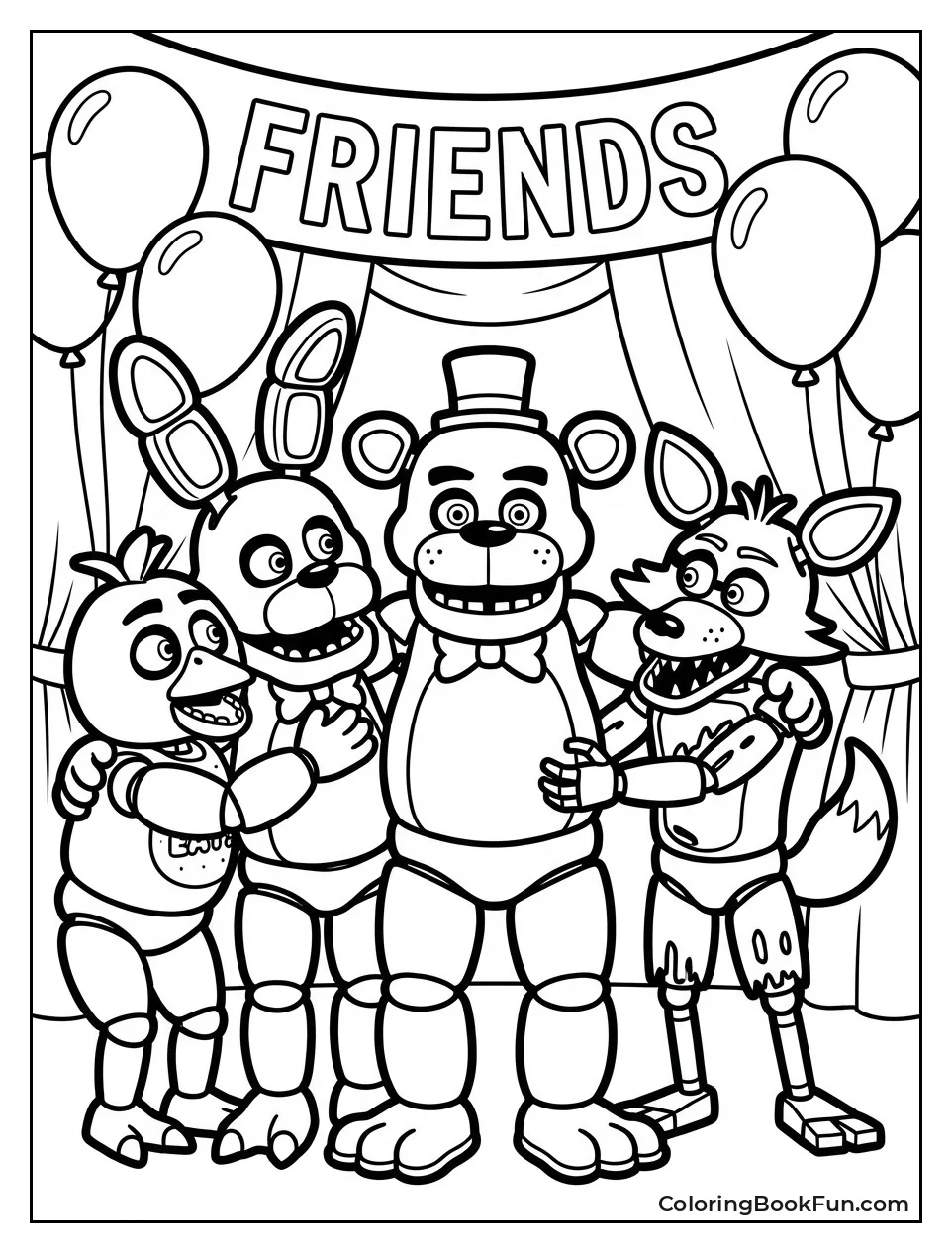 Freddy Hugging His Friends
