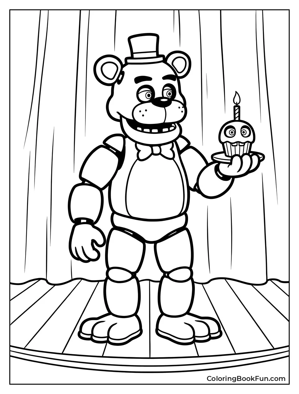Freddy Holding Cupcake on Stage