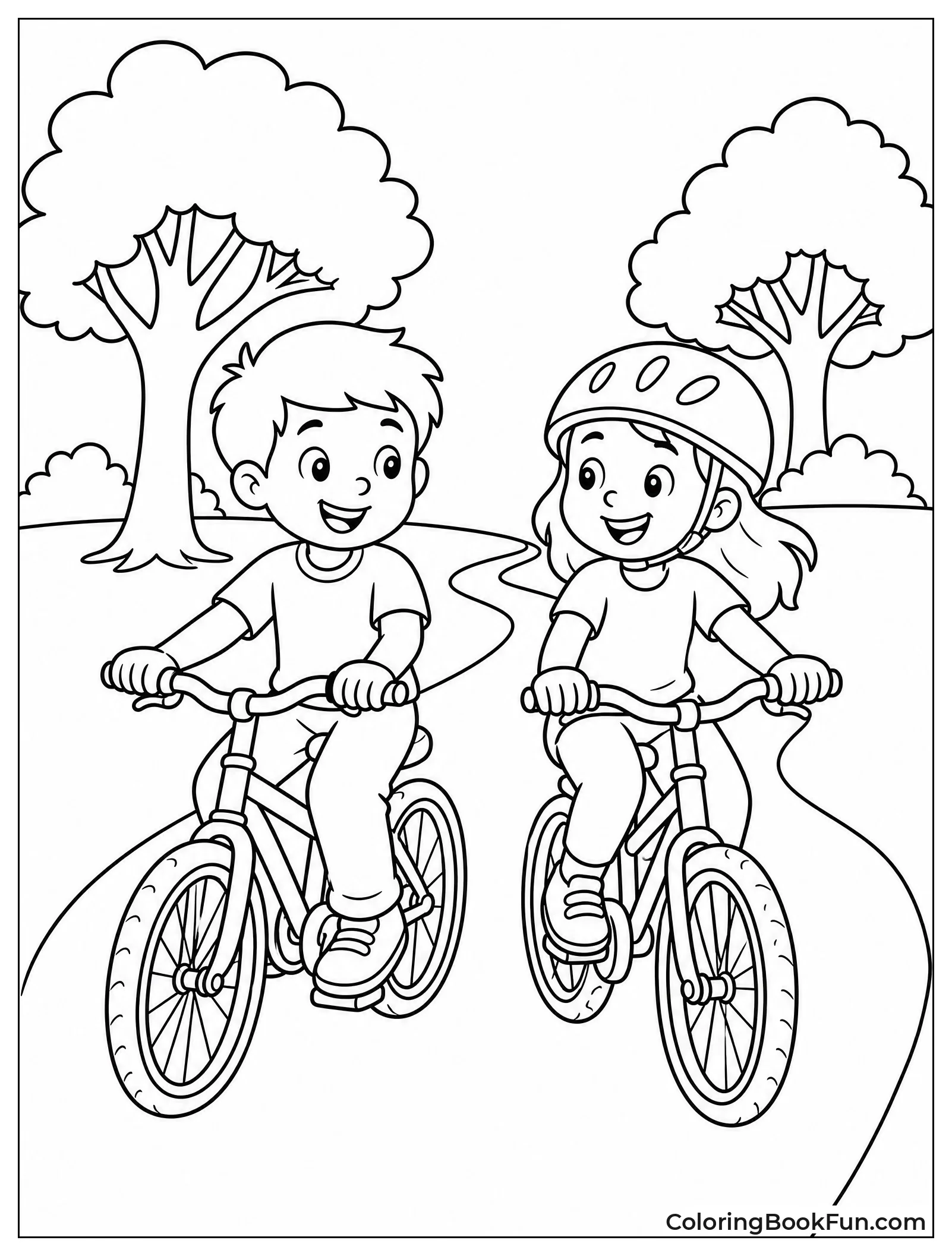 Friends Racing Bikes in Park