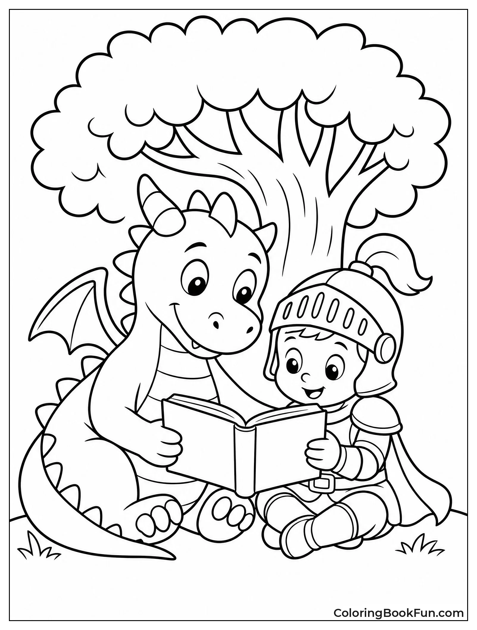 Dragon and Knight Reading Together