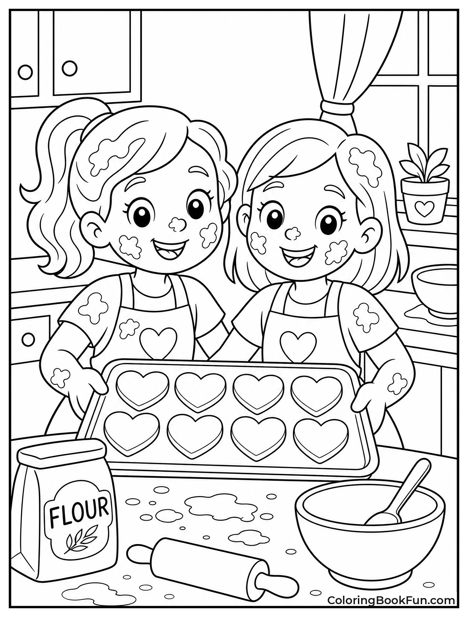 Baking Heart Cookies with Friends