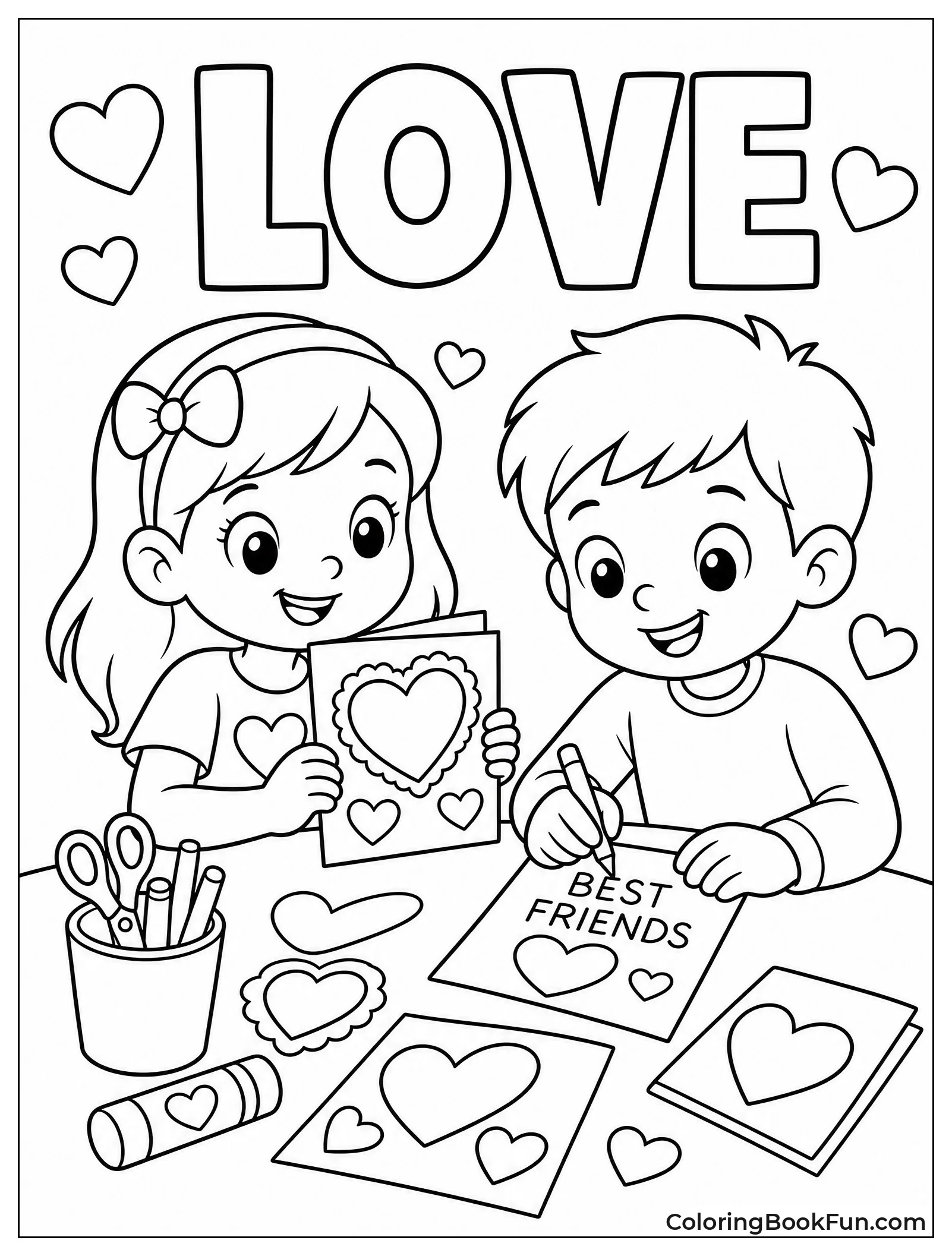 Making Valentine Cards with Friends