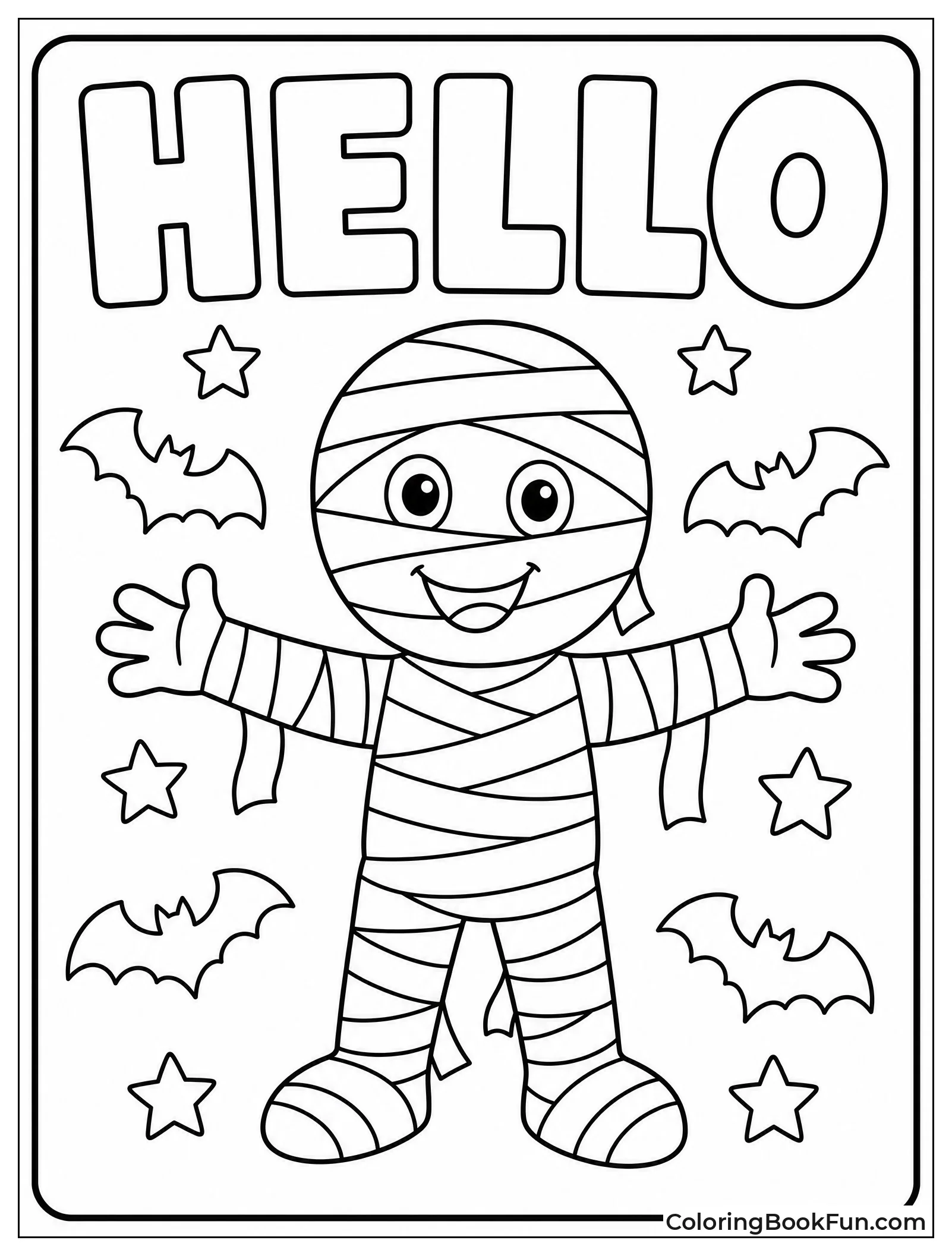 Friendly Mummy Greeting with Bats