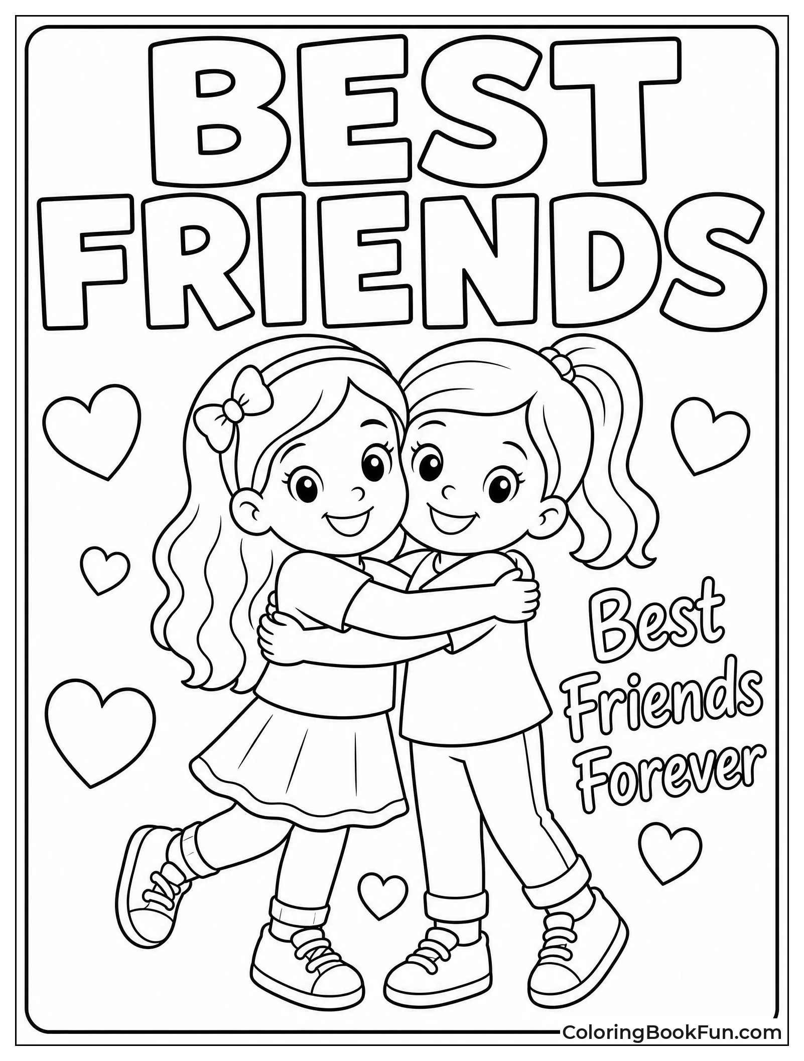 Friends Hugging With Hearts