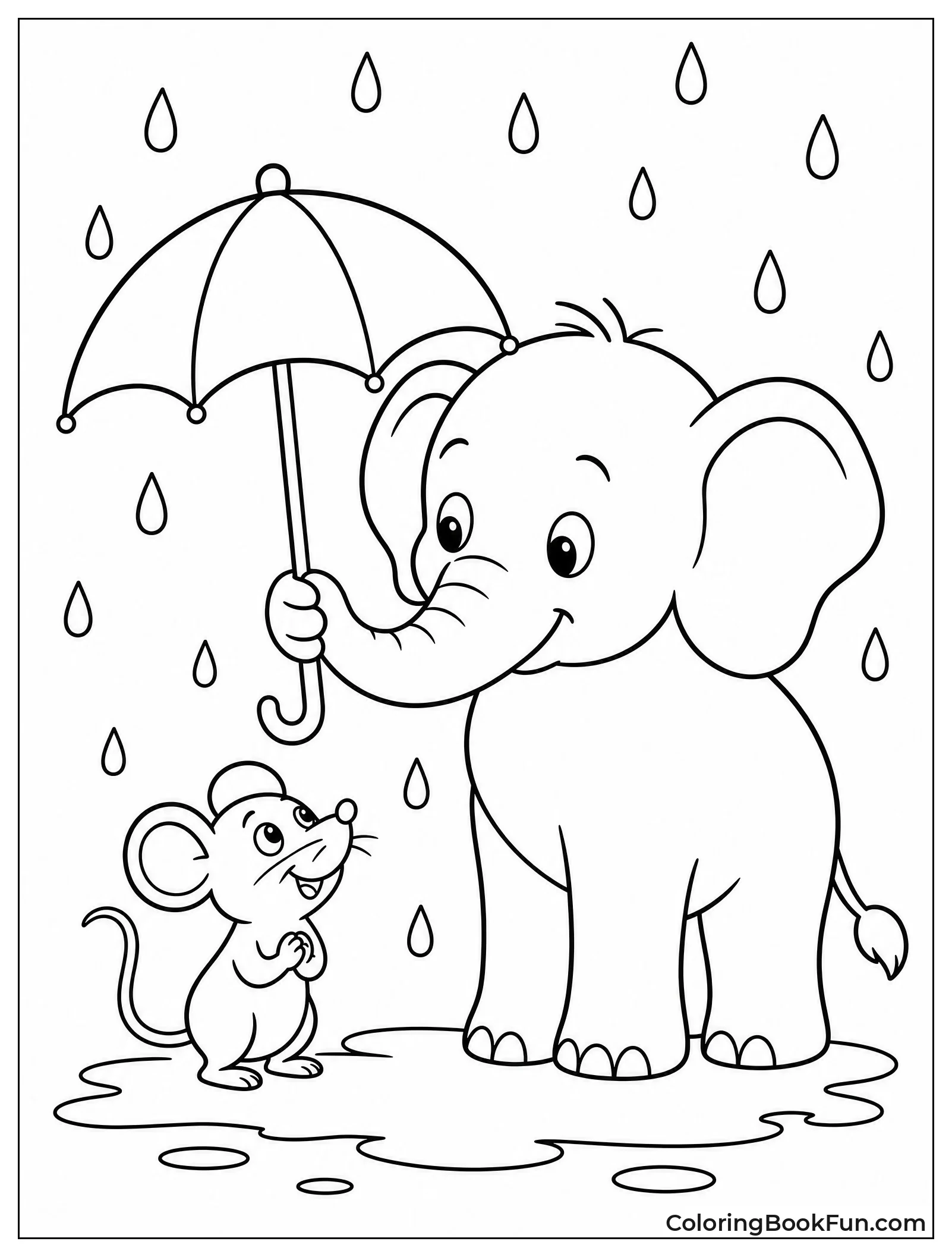 Elephant Holding Umbrella for Mouse