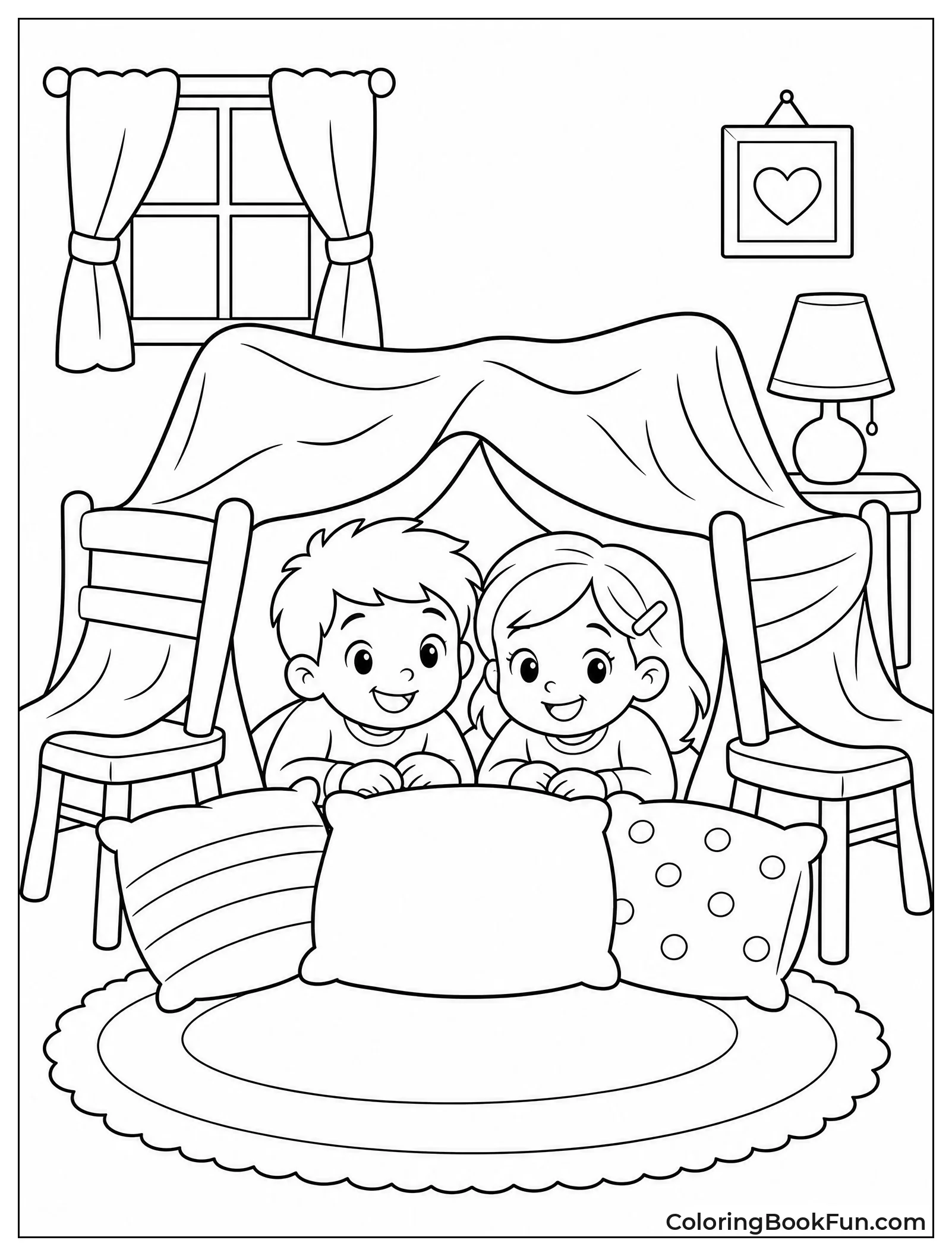 Kids Peeking From Pillow Fort