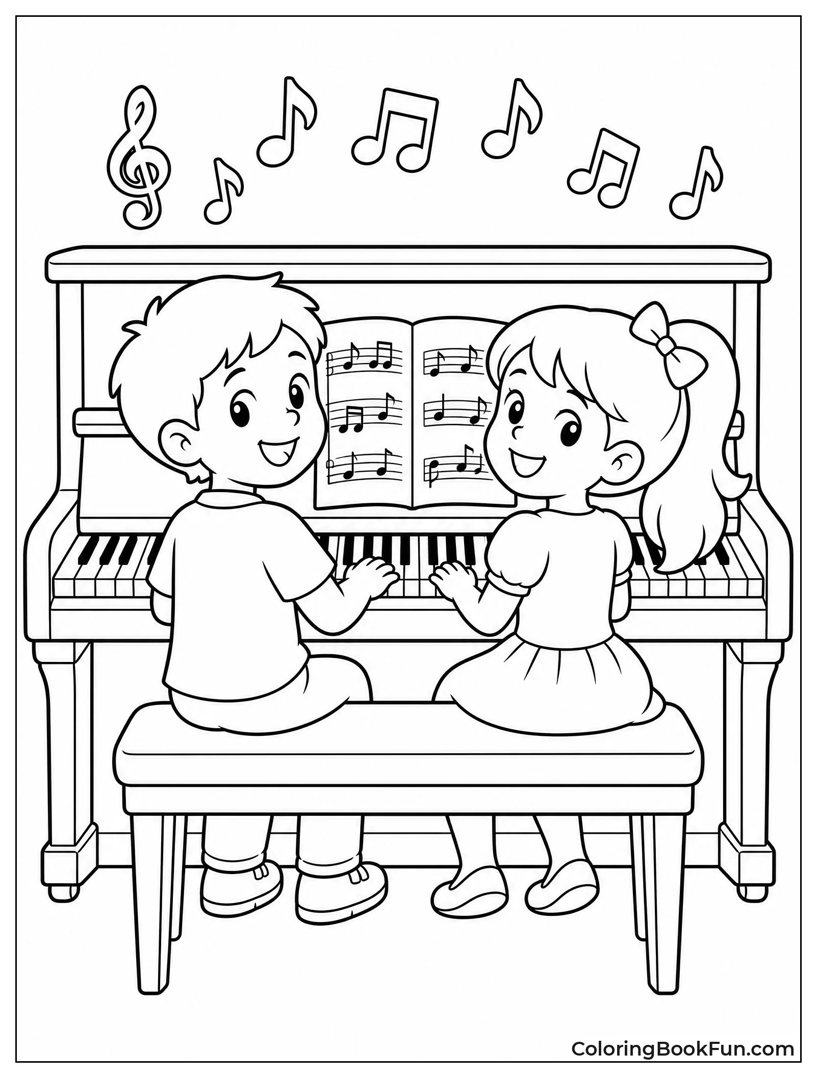 Friends Playing Piano Duet Together