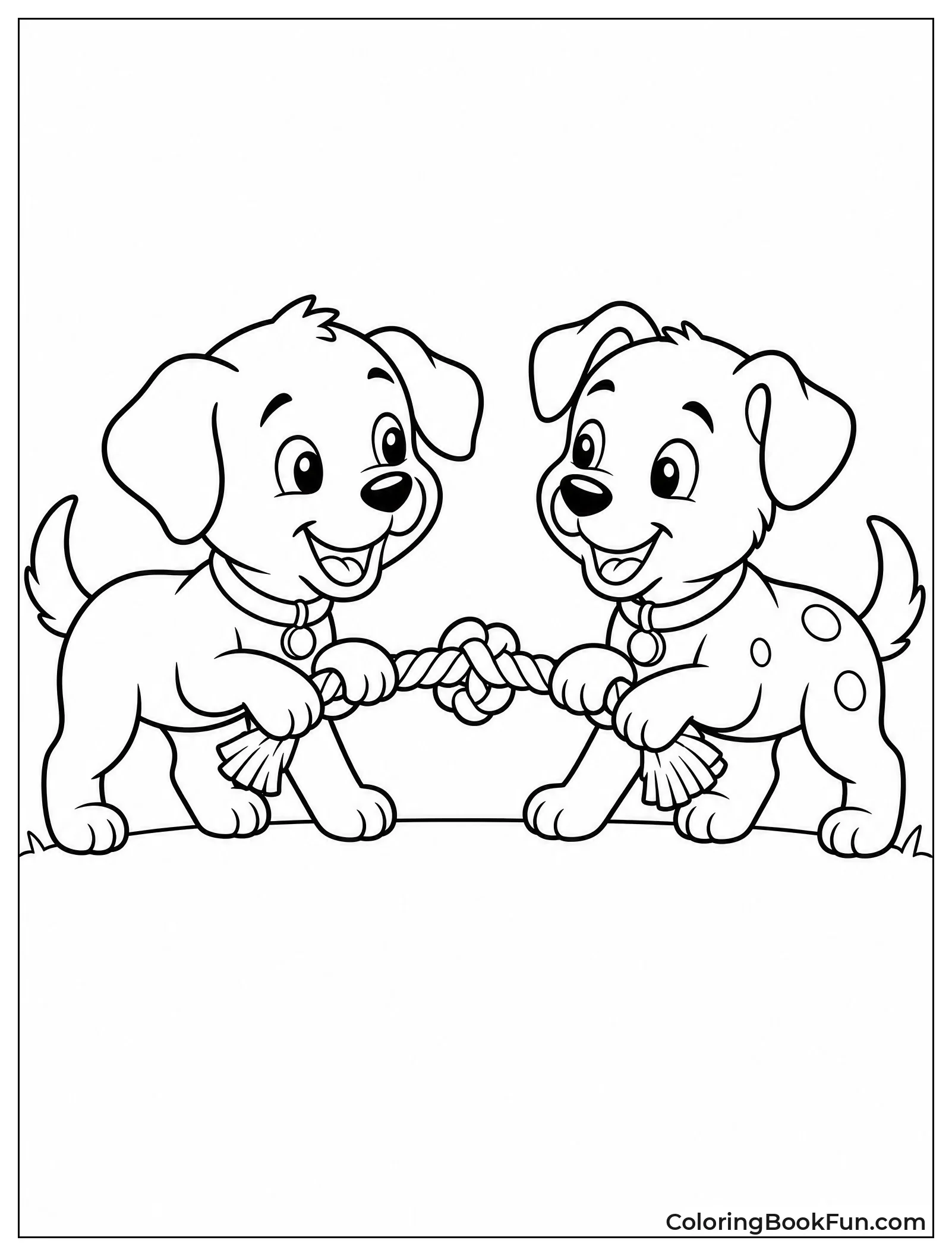 Puppies Playing Tug of War
