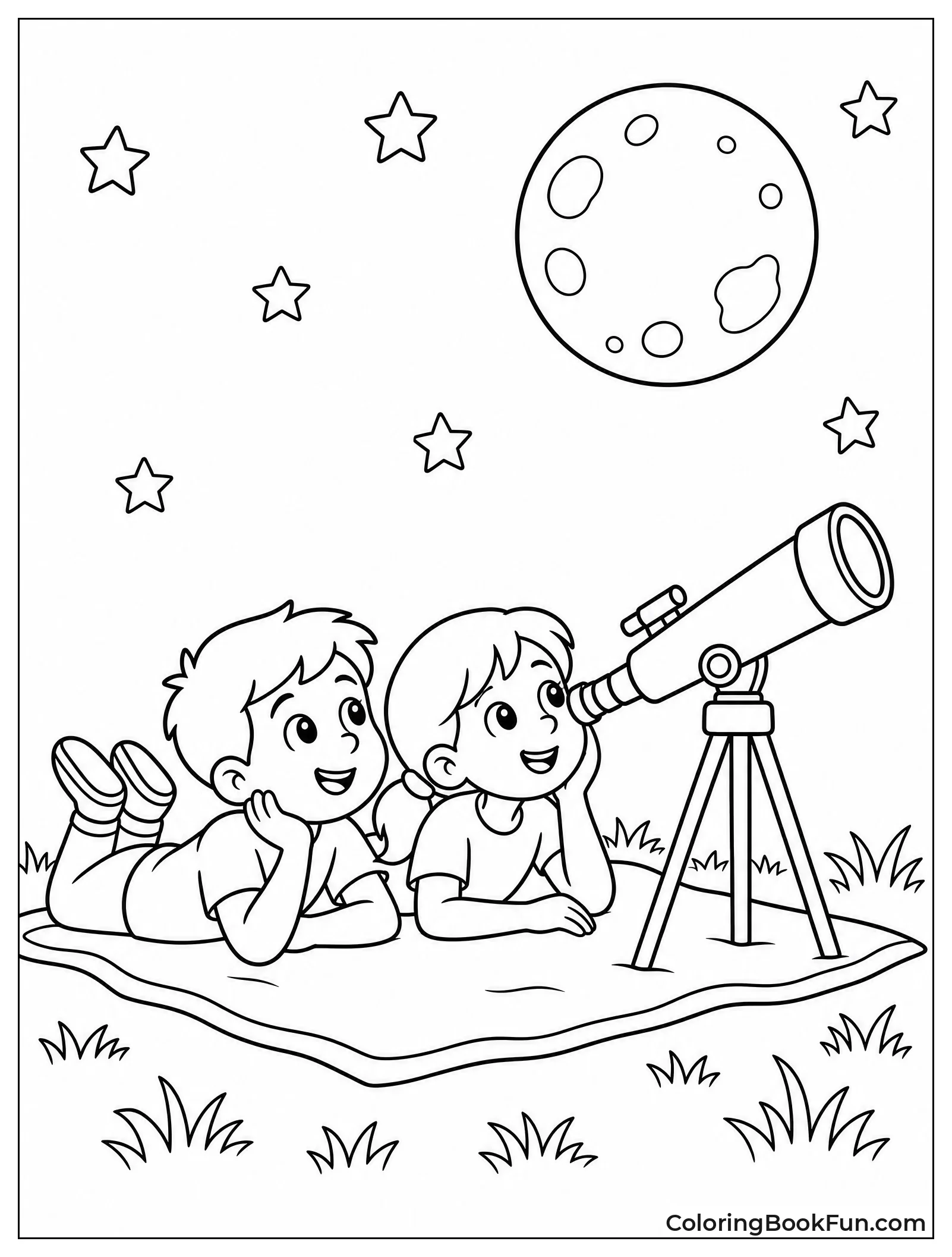 Friends Stargazing at Night Sky