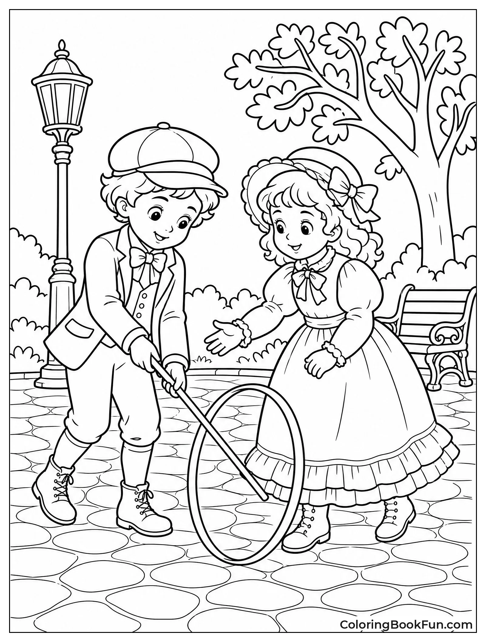 Children Playing With Hoop