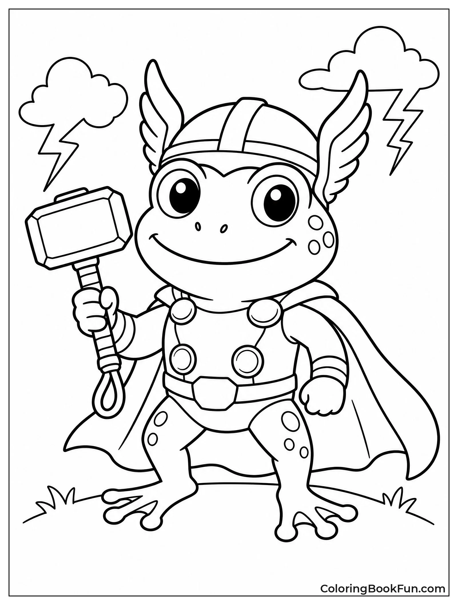 Frog Thor Holding Tiny Hammer