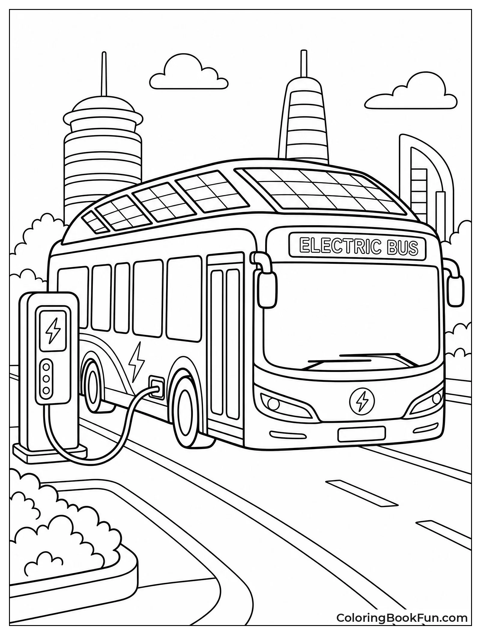 Electric Bus Charges At Station