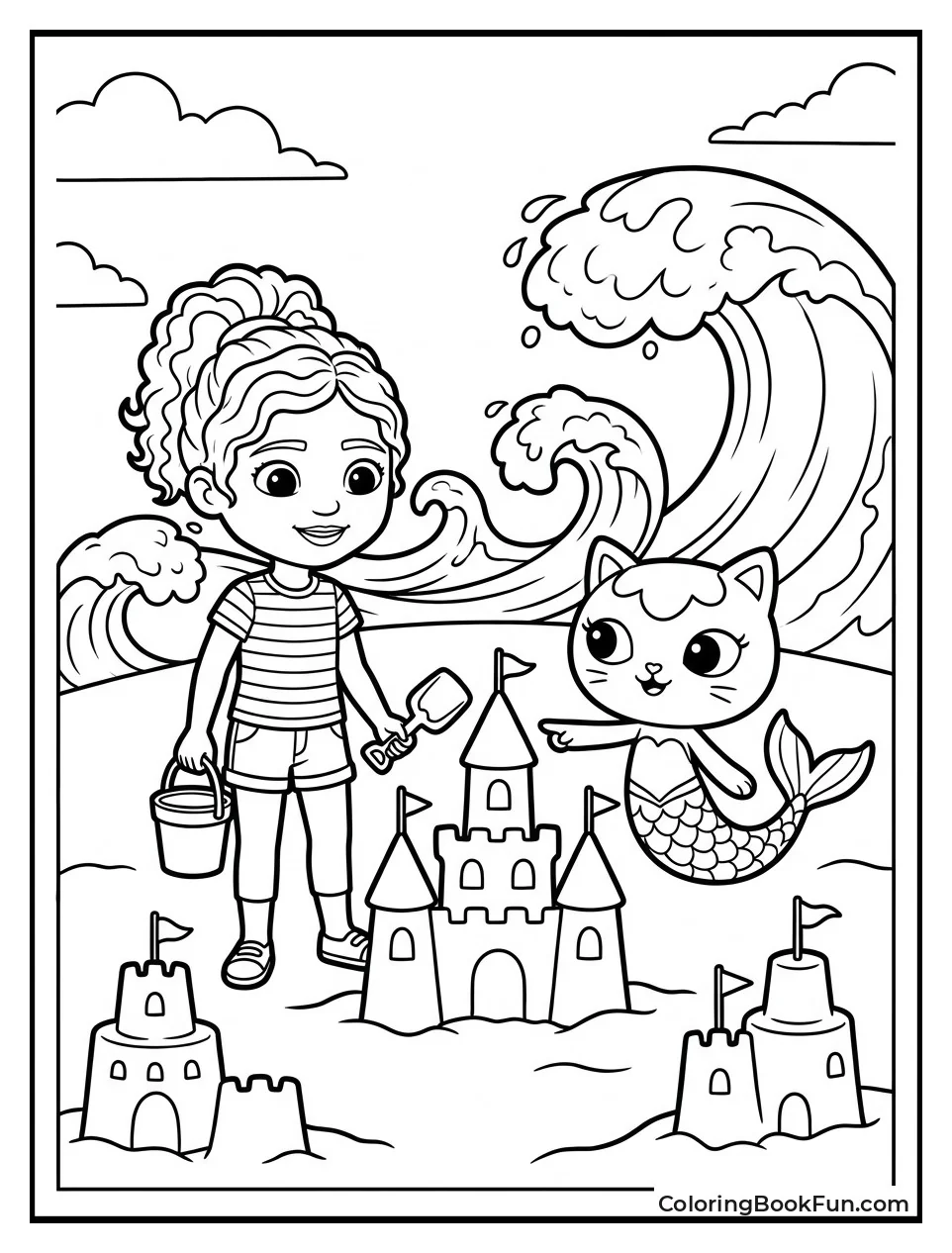 Gabby and MerCat Build Sandcastles