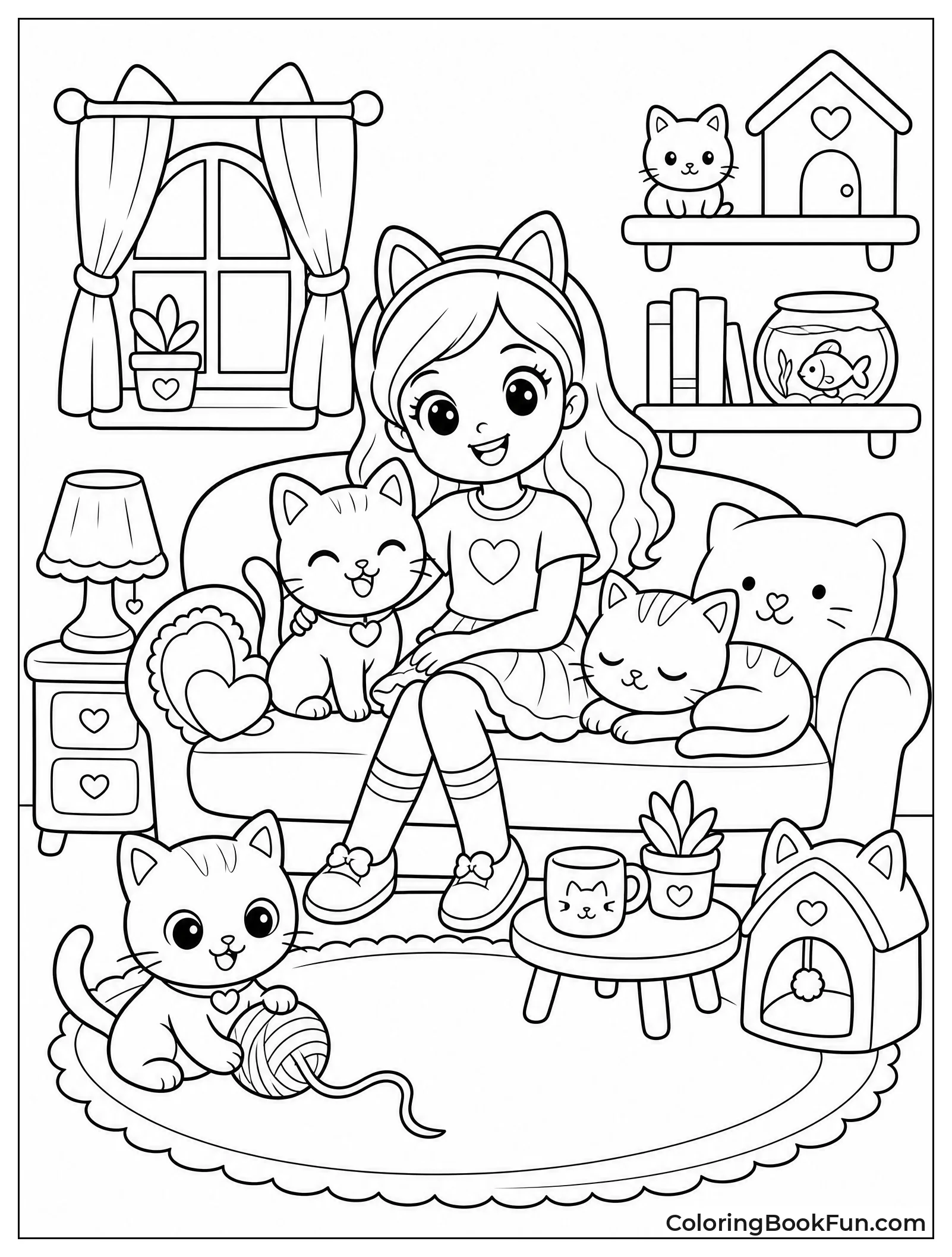 Cats Relax in Cozy Living Room