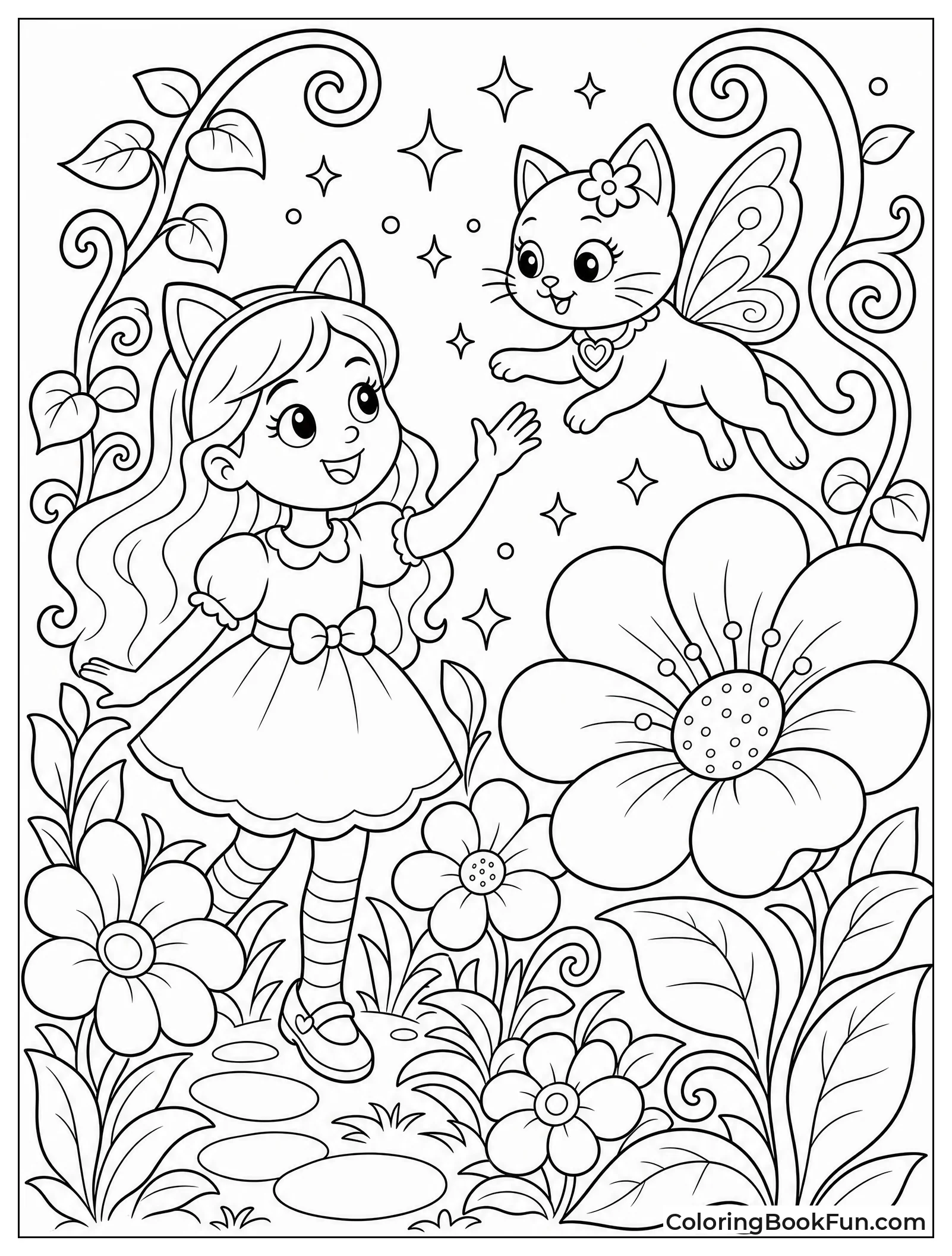 Kitty Fairy Flies in the Garden