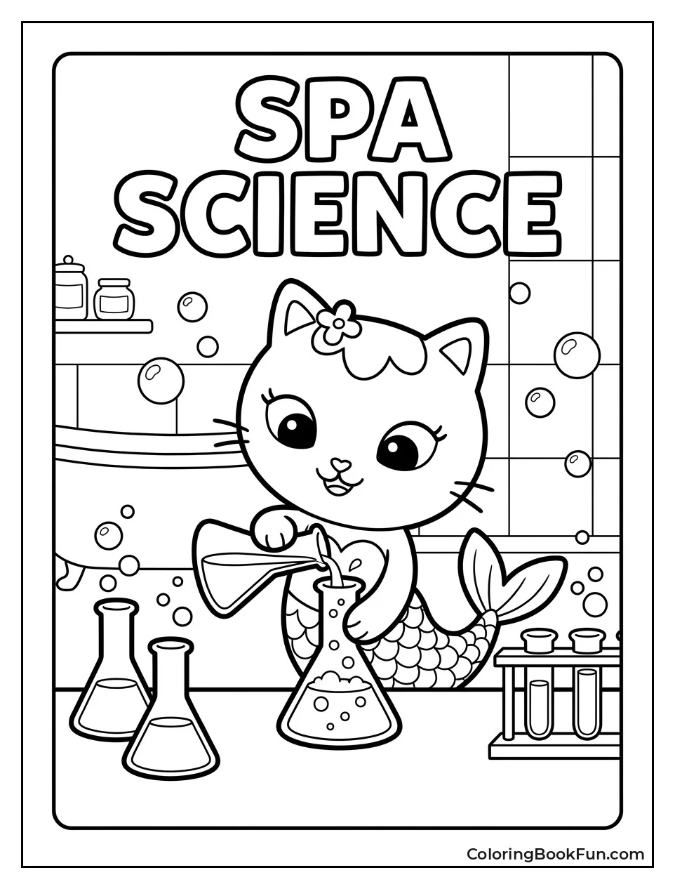 MerCat Mixes Colorful Potions in Her Lab