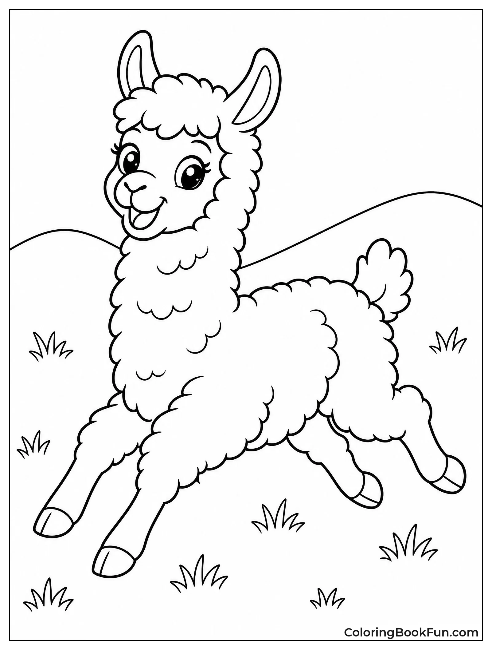 Llama Galloping Through Grassy Field