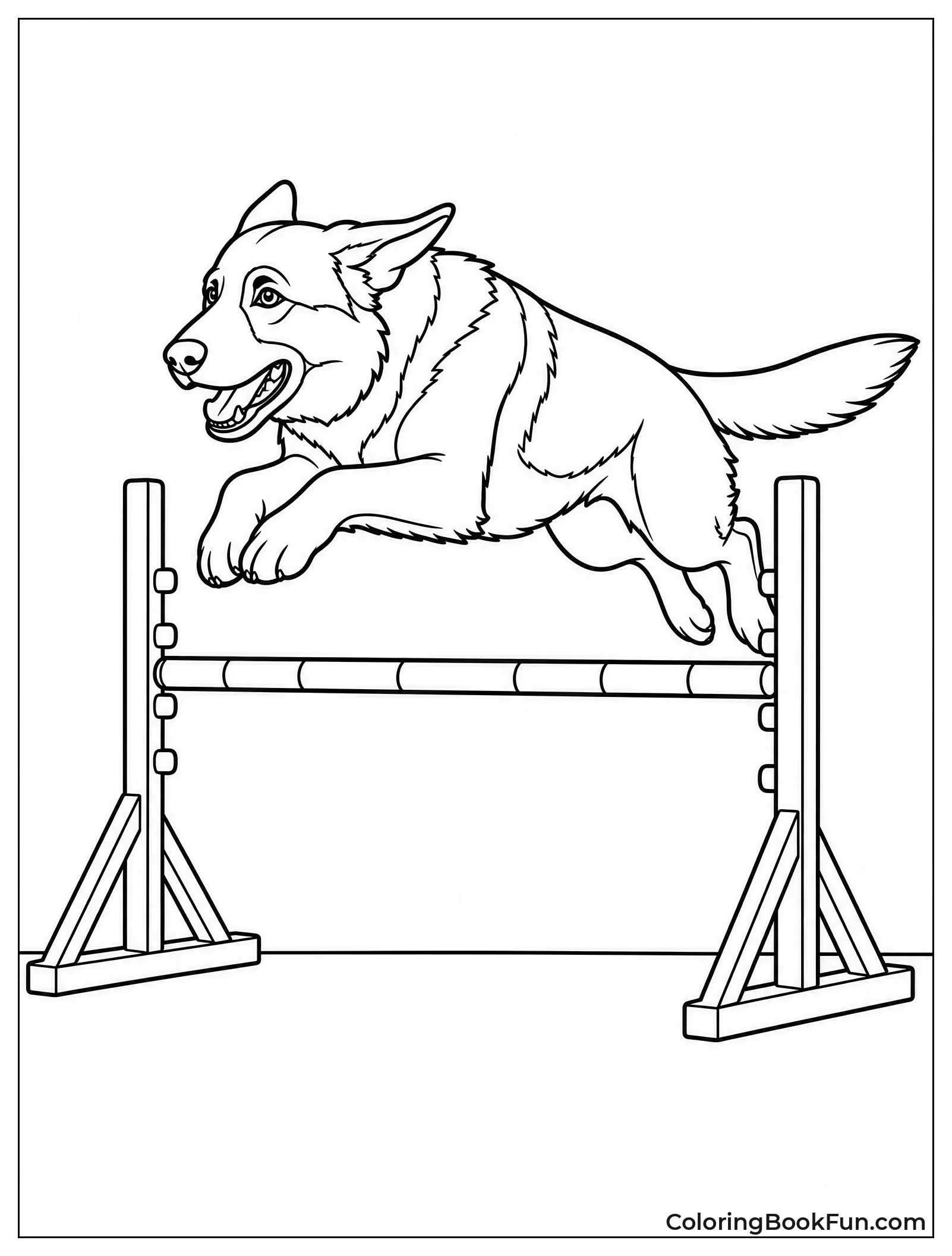 German Shepherd Jumping Over Hurdle