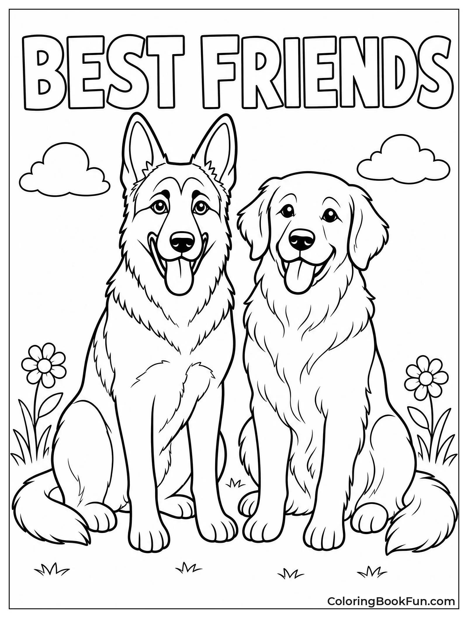 German Shepherd and Golden Retriever