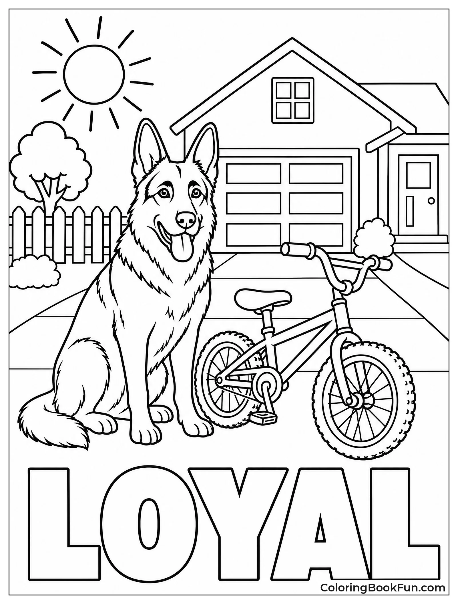 German Shepherd by Bicycle