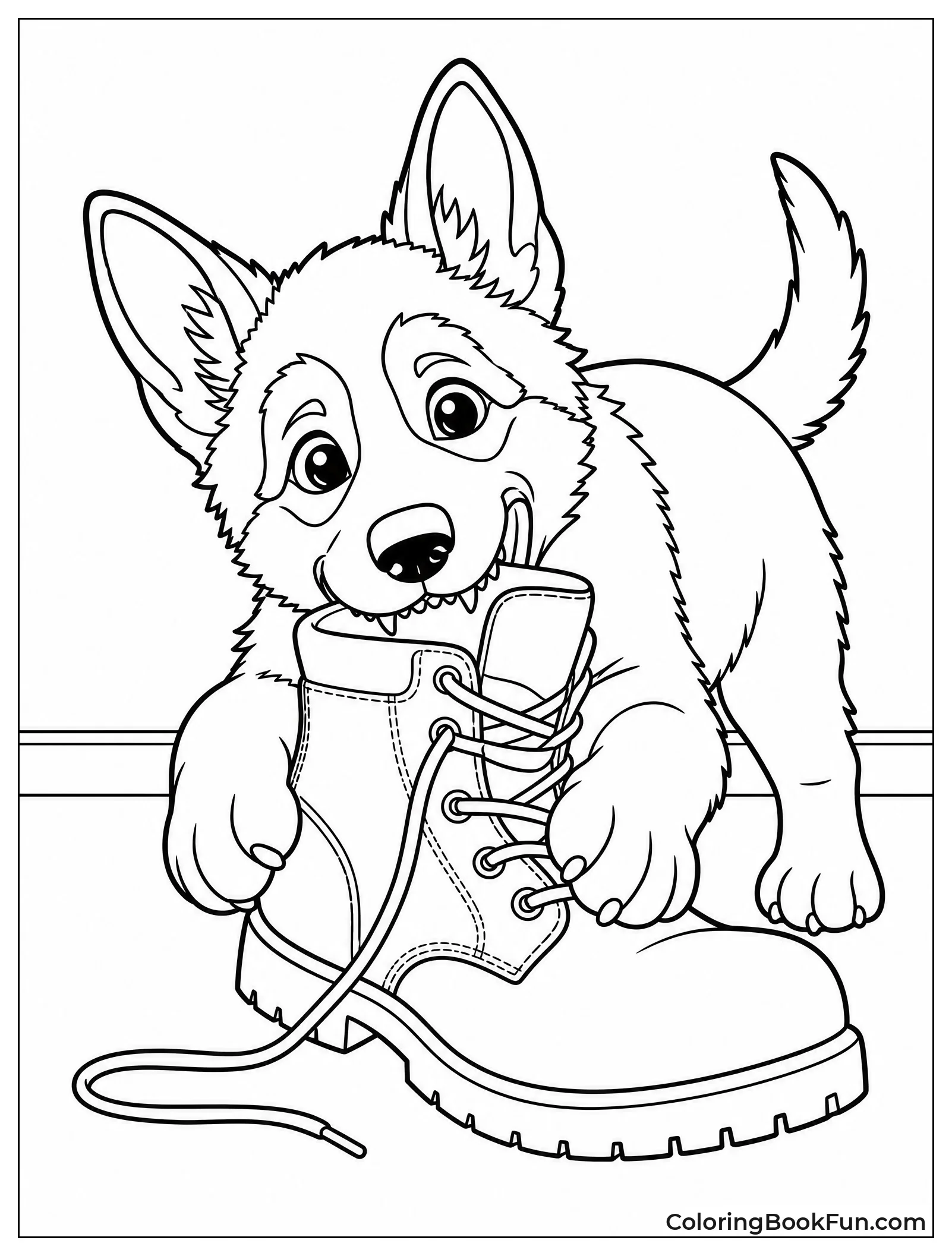 Puppy Chewing on Boot