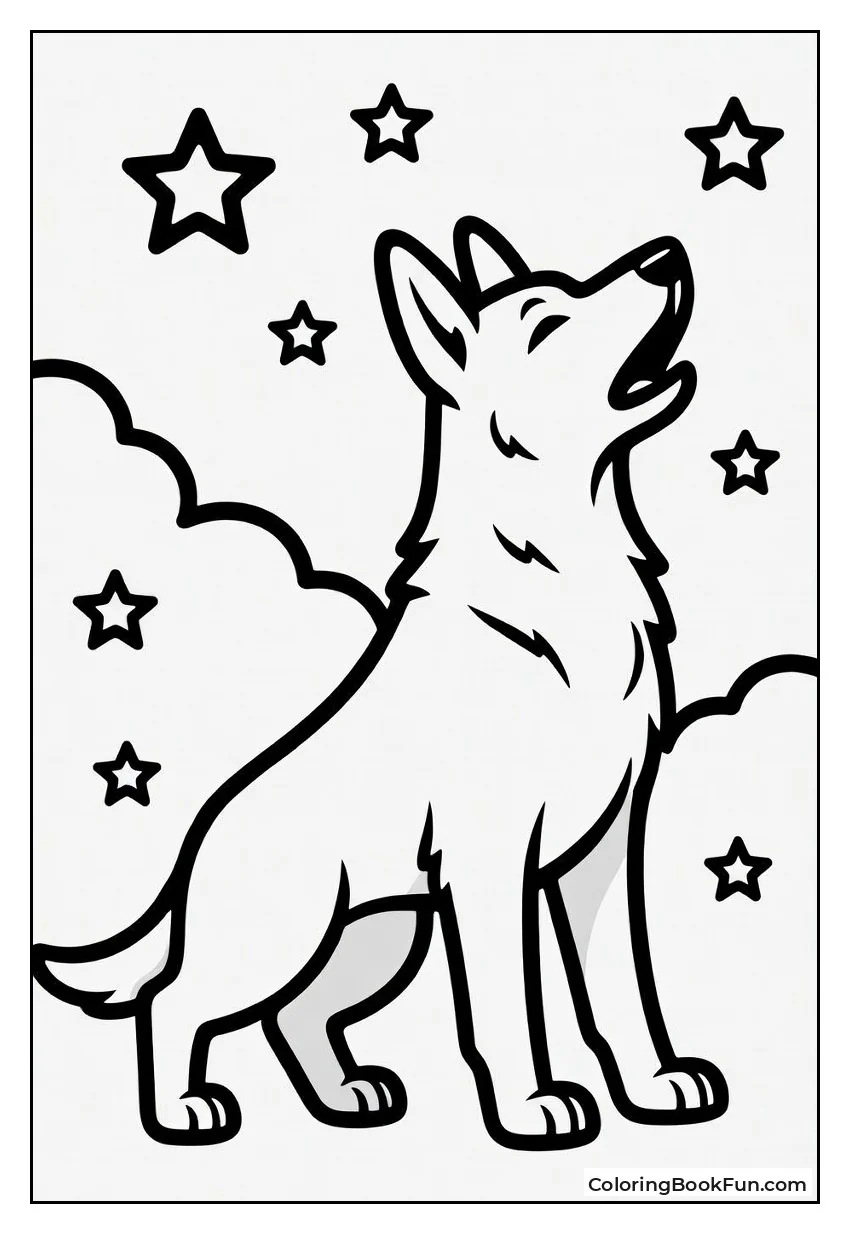 German Shepherd Howling at Moon
