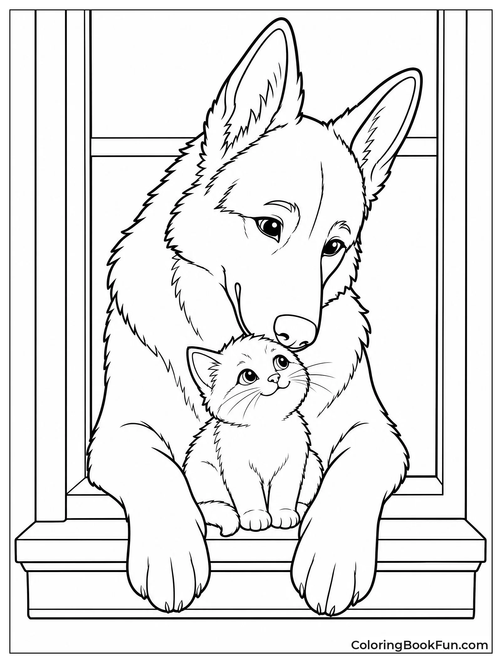 German Shepherd and Kitten Friend