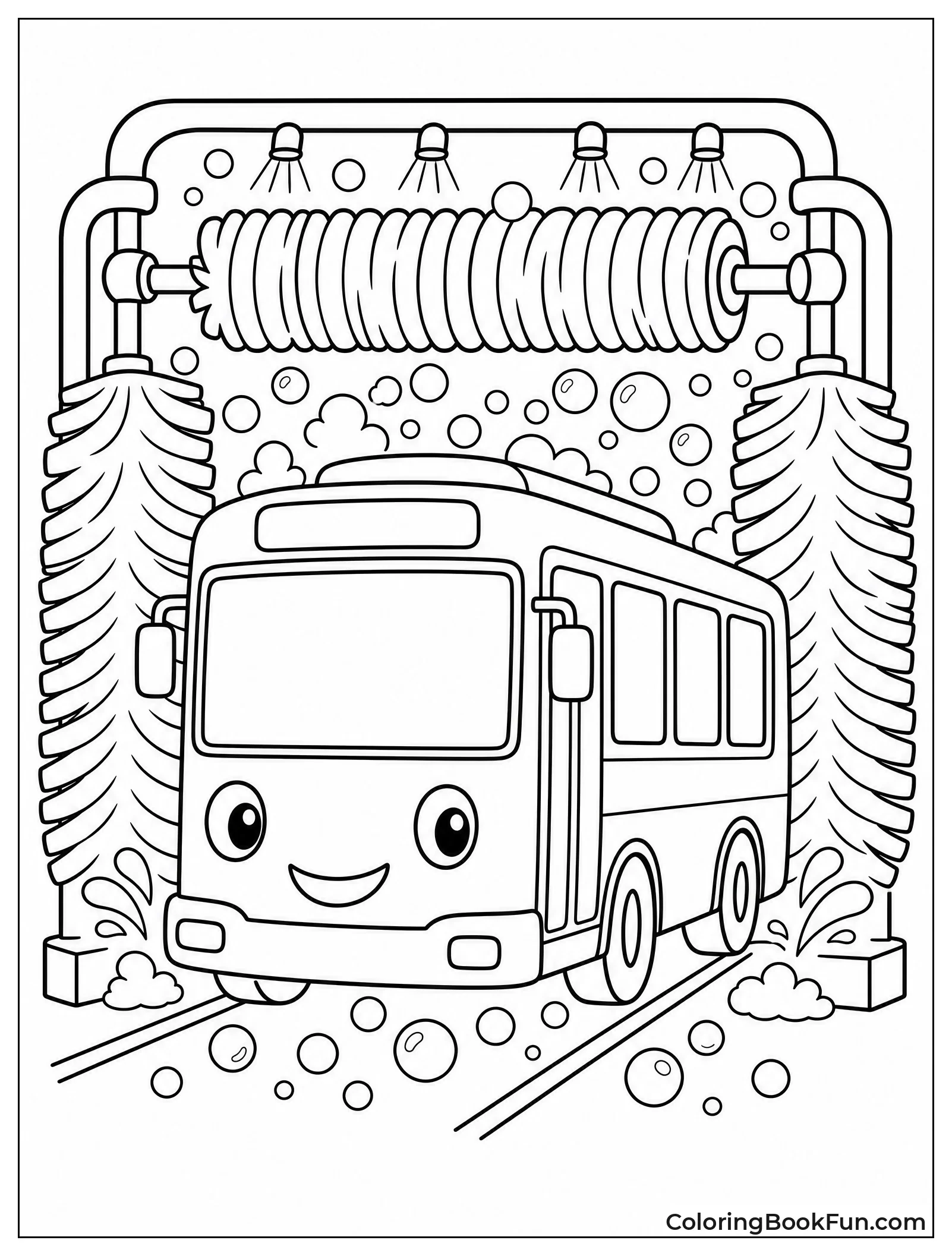 Bus Drives Through Giant Wash