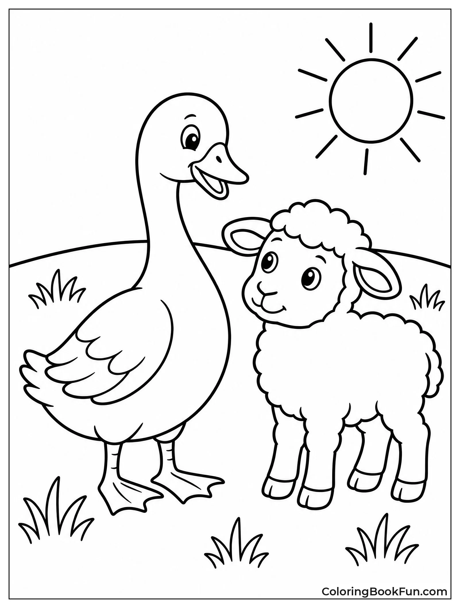 Goose Standing with Lamb